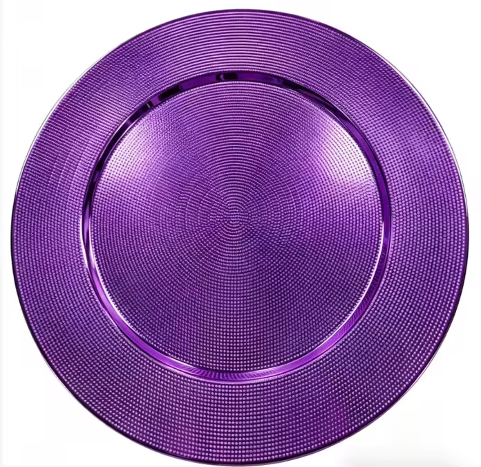 Elegant Gold Dot Textured Plastic Charger Plates Wedding Reusable Table Chargers for Wedding Reception Event & Home Dining