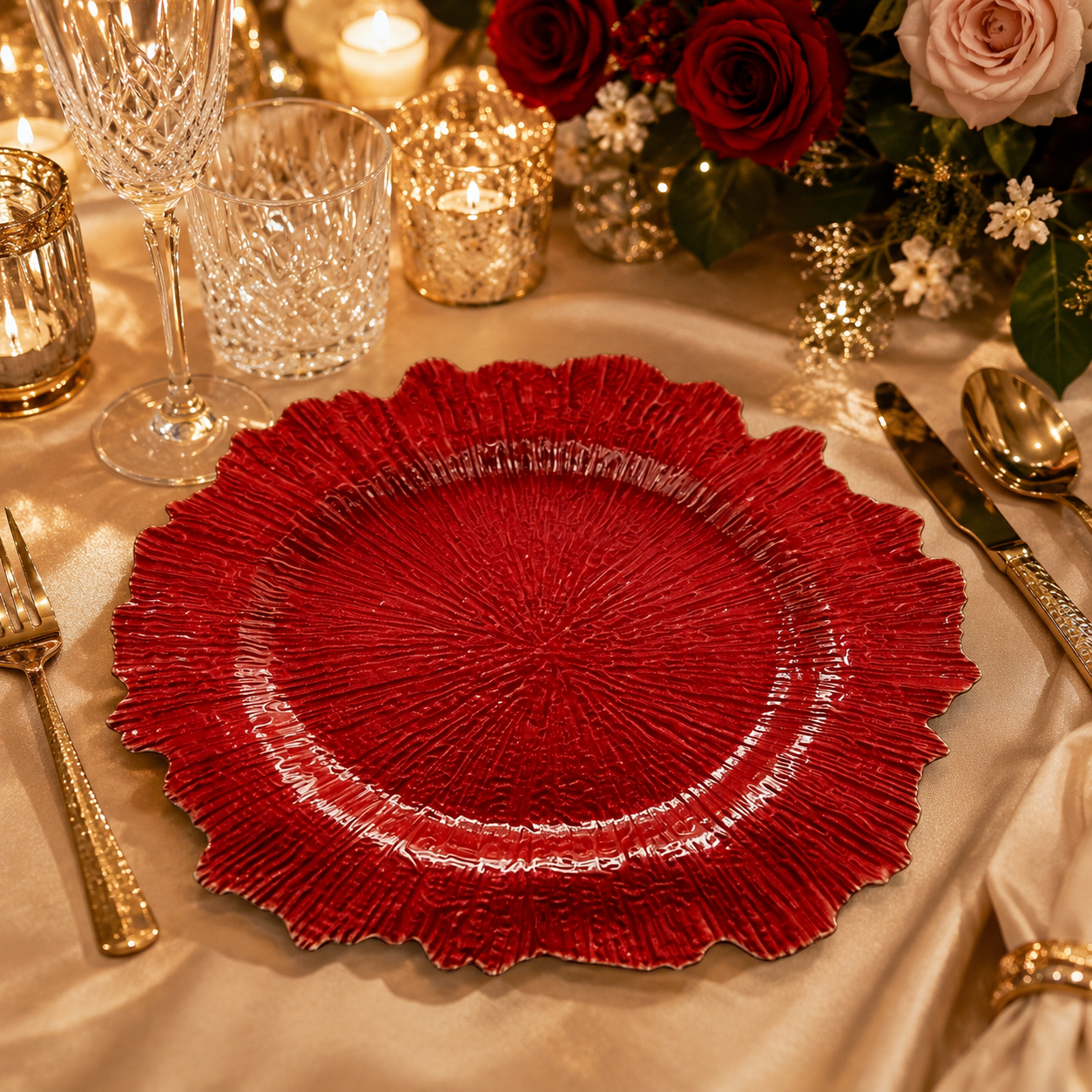 wojia 13 inch plastic pp glossy pigmented eco friendly durable reusable american style party dinnerware charger plates -2