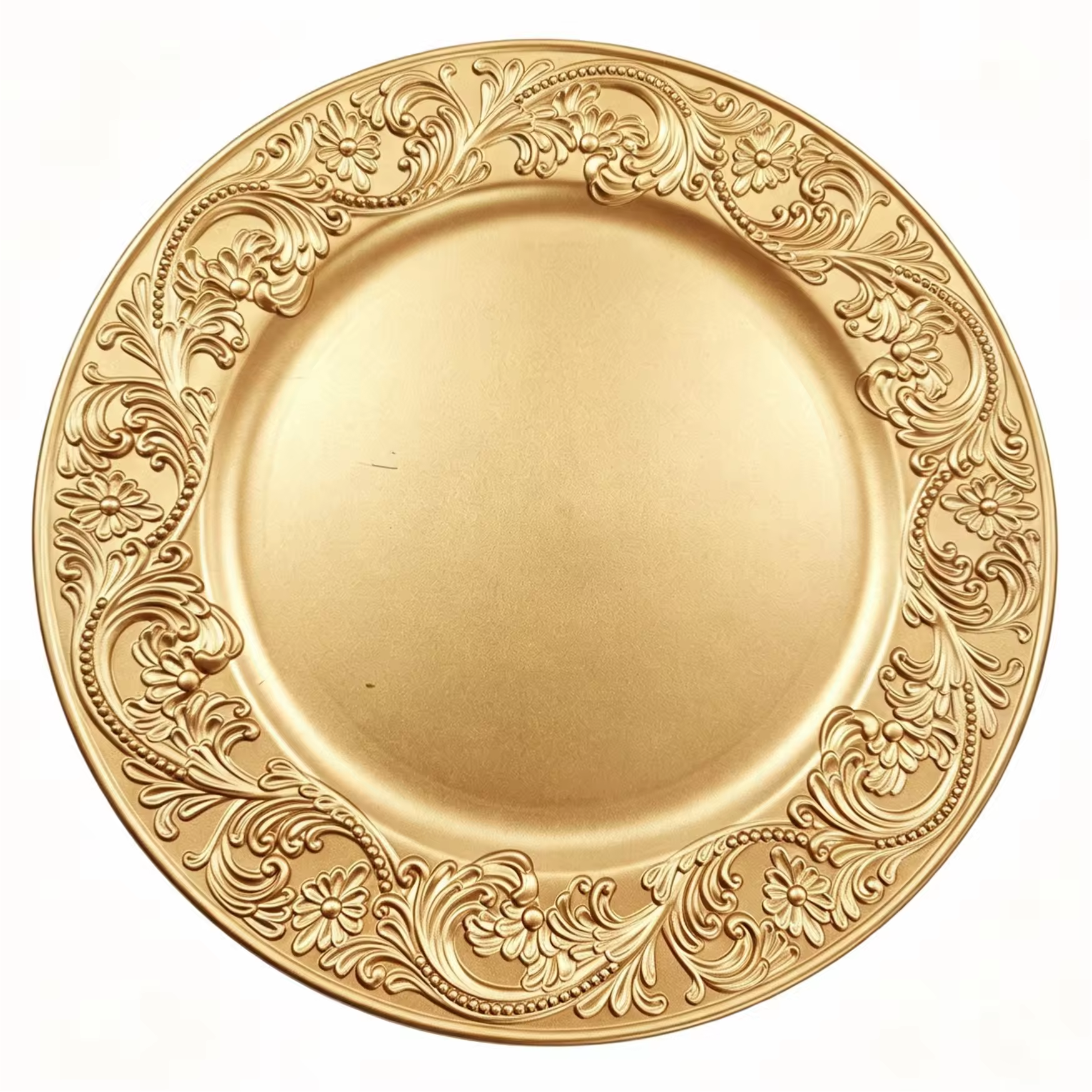 Woju Luxury Modern Elegant Eco-Friendly Custom PP Plastic Pigmented Wedding Plate 13in/33cm Durable Fujian Factory Direct Hotels