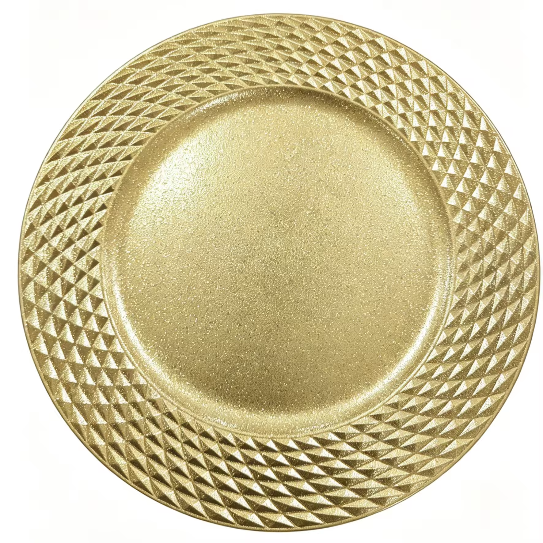 Luxury Gold Glitter Eco-Friendly Charger Plates Factory Direct Diamond Embossed Rim PP Plate Elegant Banquet Christmas Party