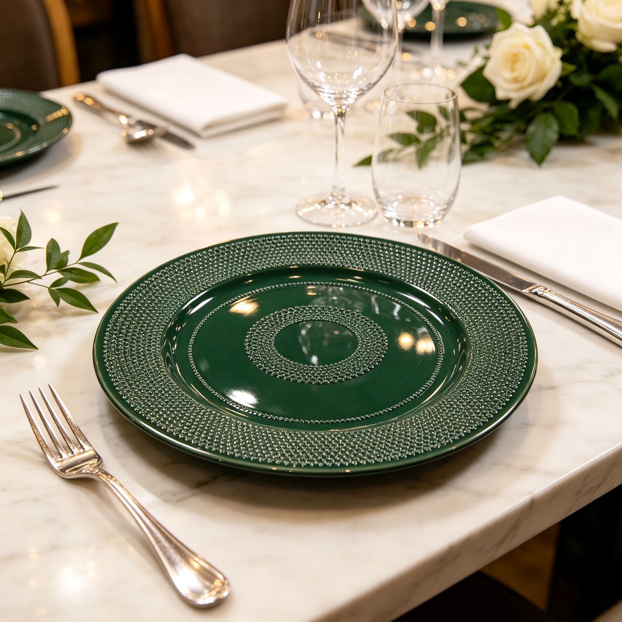bulk 50pcs customizable luxury durable gold matte 13 inch pp charger plate reusable home wedding events hotels banquet-4