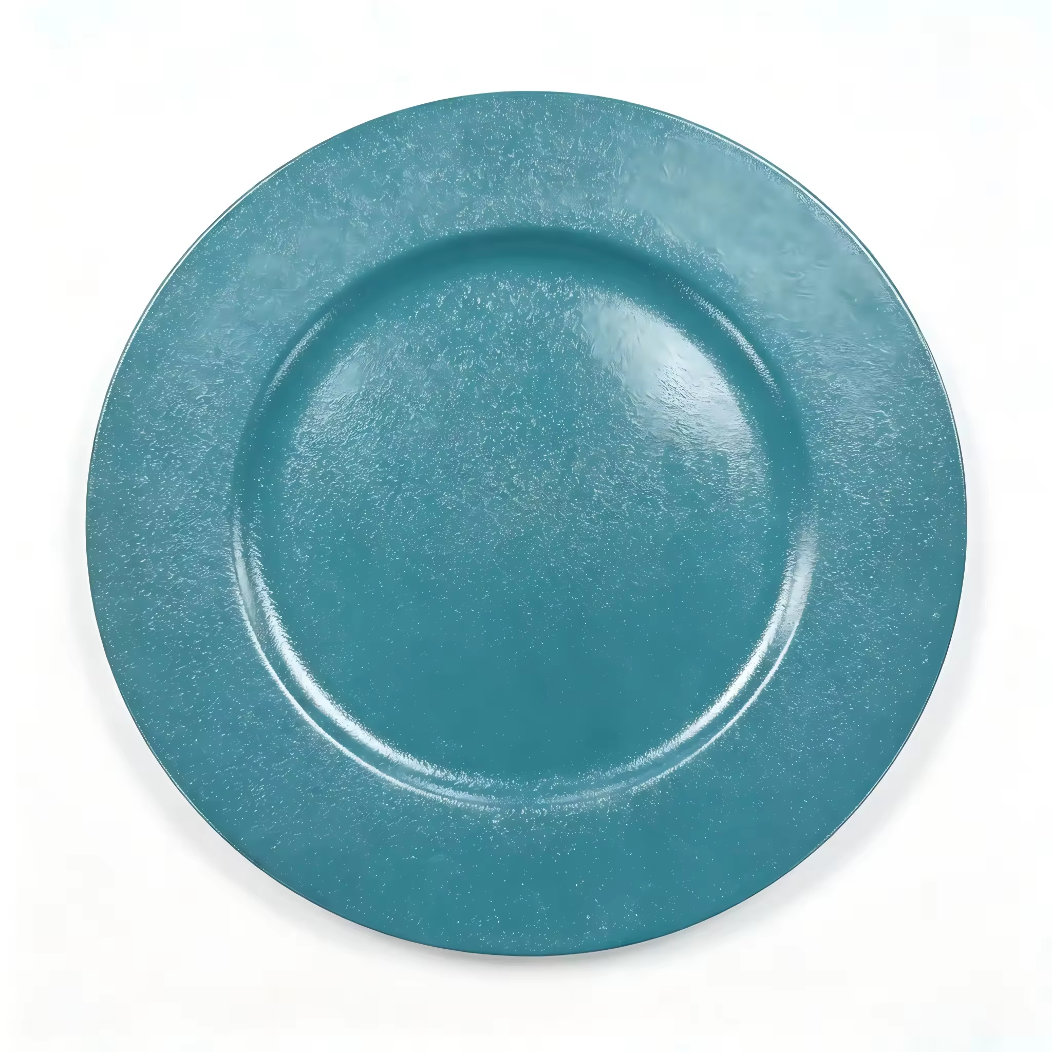 Wojia 13in Modern Teal Charger Plates Powder Coated Textured Finish Luxury Plastic Decorative Plates for Wedding Event Tabletop