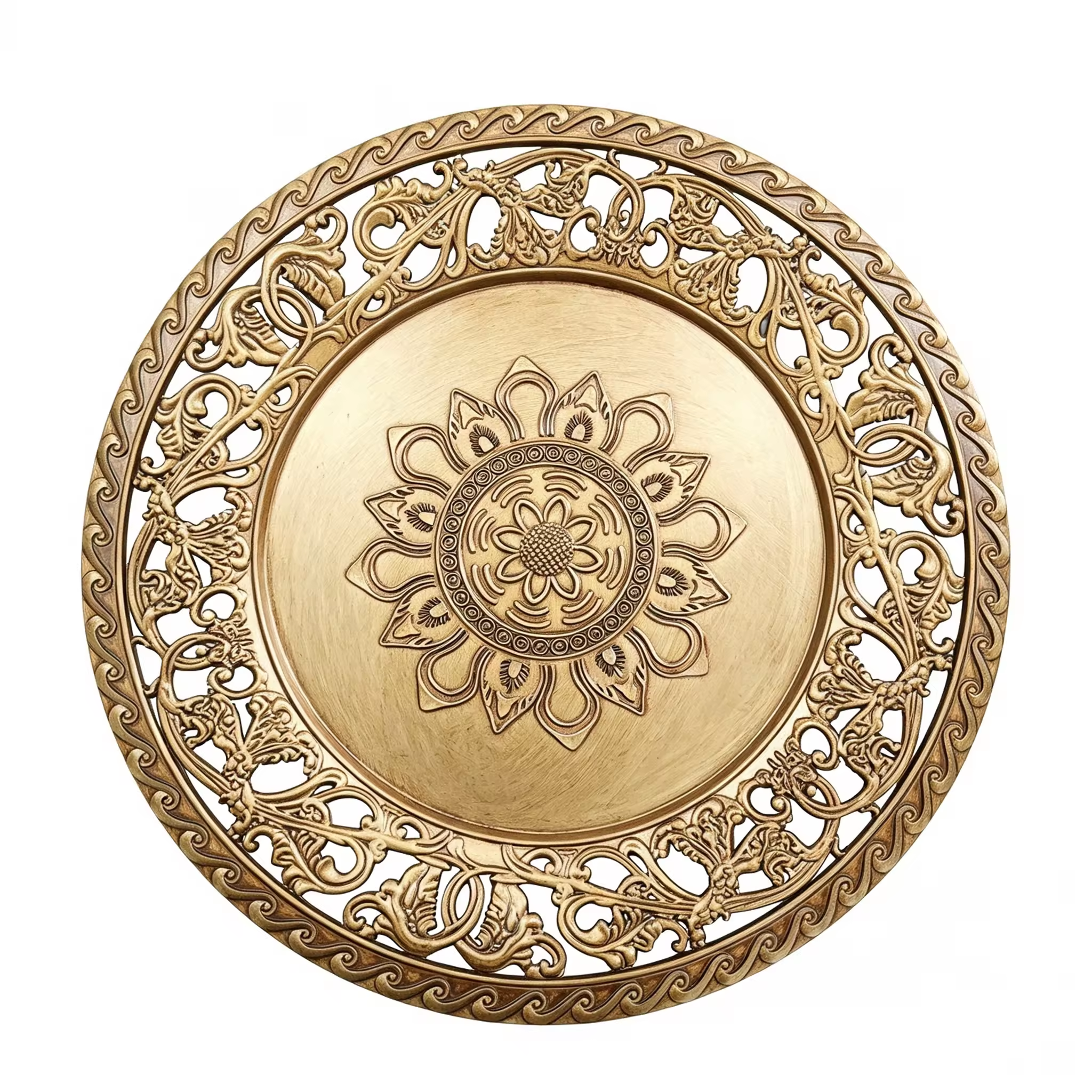 Wojia 13-Inch Plastic PP Glossy Pigmented Eco-Friendly Durable Reusable American Style Party Dinnerware Charger Plates Fujian