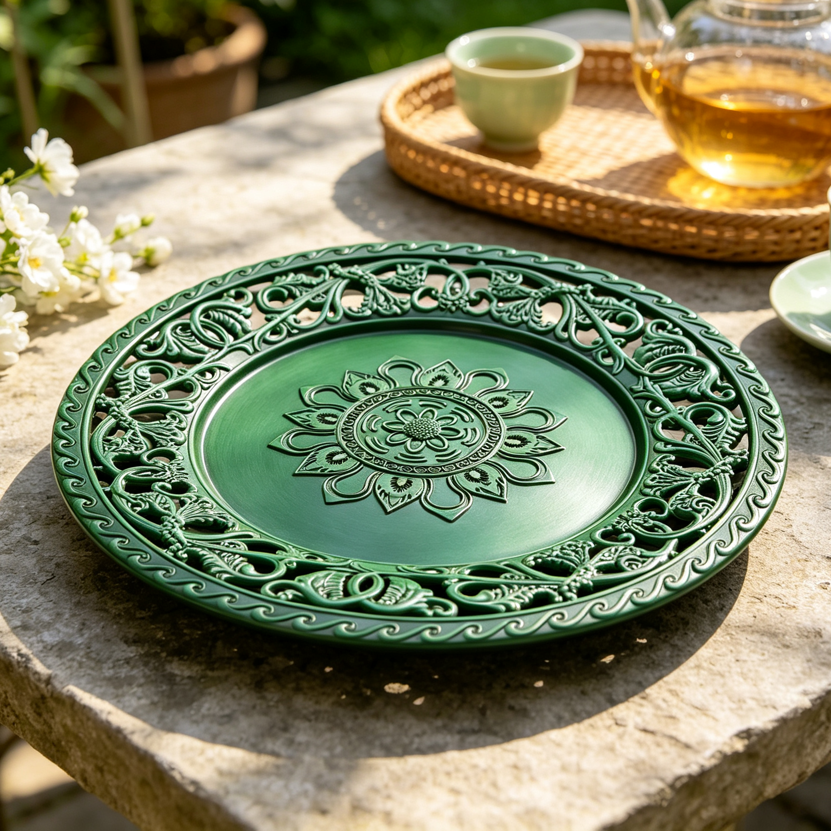 wojia 13 inch plastic pp glossy pigmented eco friendly durable reusable american style party dinnerware charger plates fujian-4