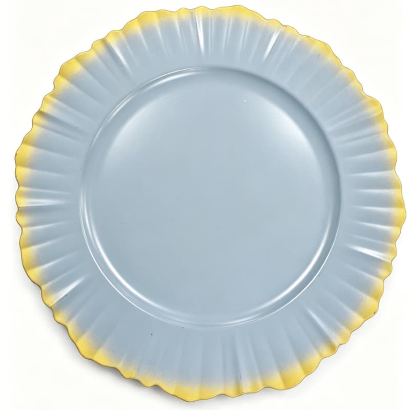 Premium podkladové talíře s žebrovaným povrchem, pastelové barvy, průměr 33 cm, vhodné pro bankety a svatební podkladové talíře