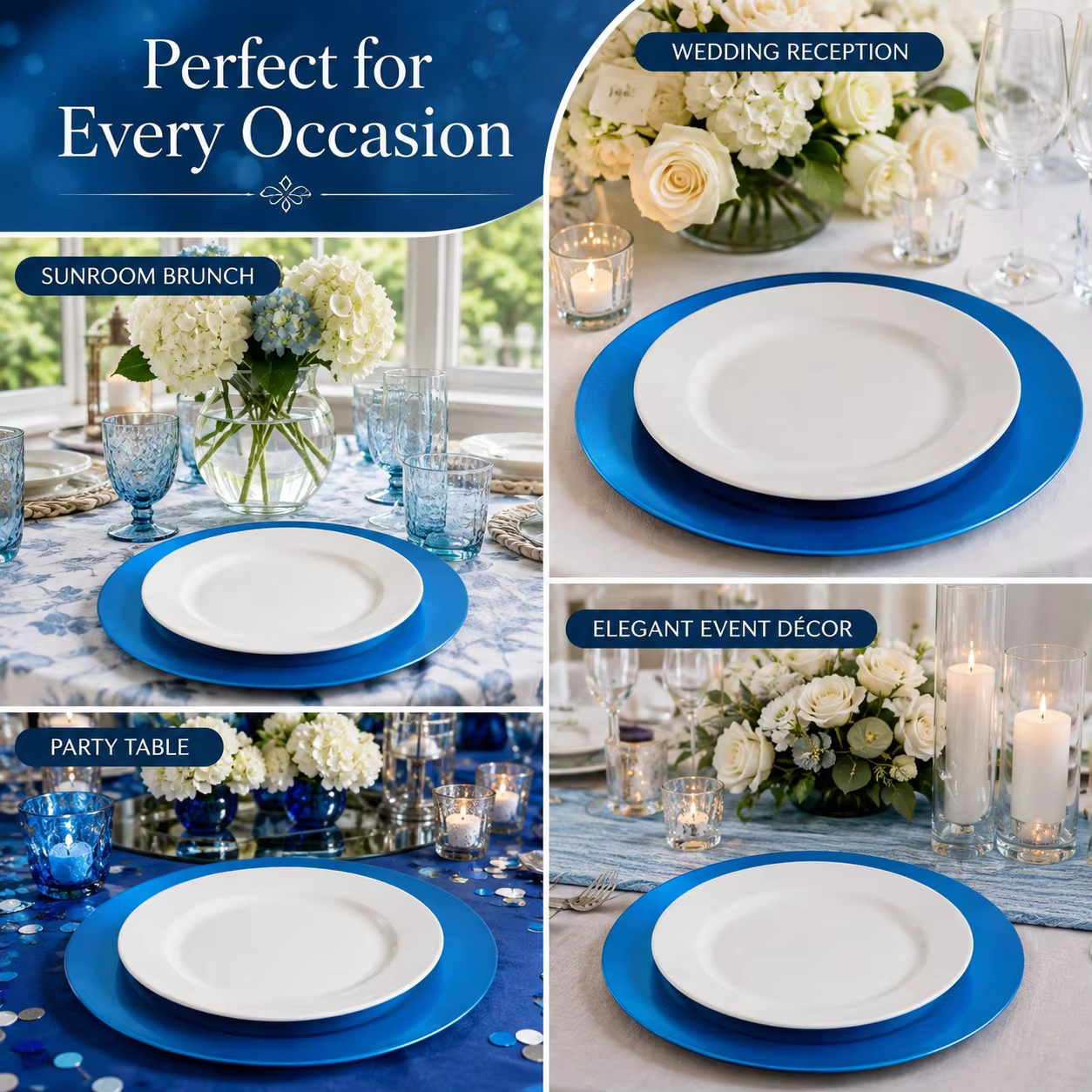 wojia 13 inch plastic pp glossy pigmented eco friendly durable reusable american style fujian party dishes charger plates set-2