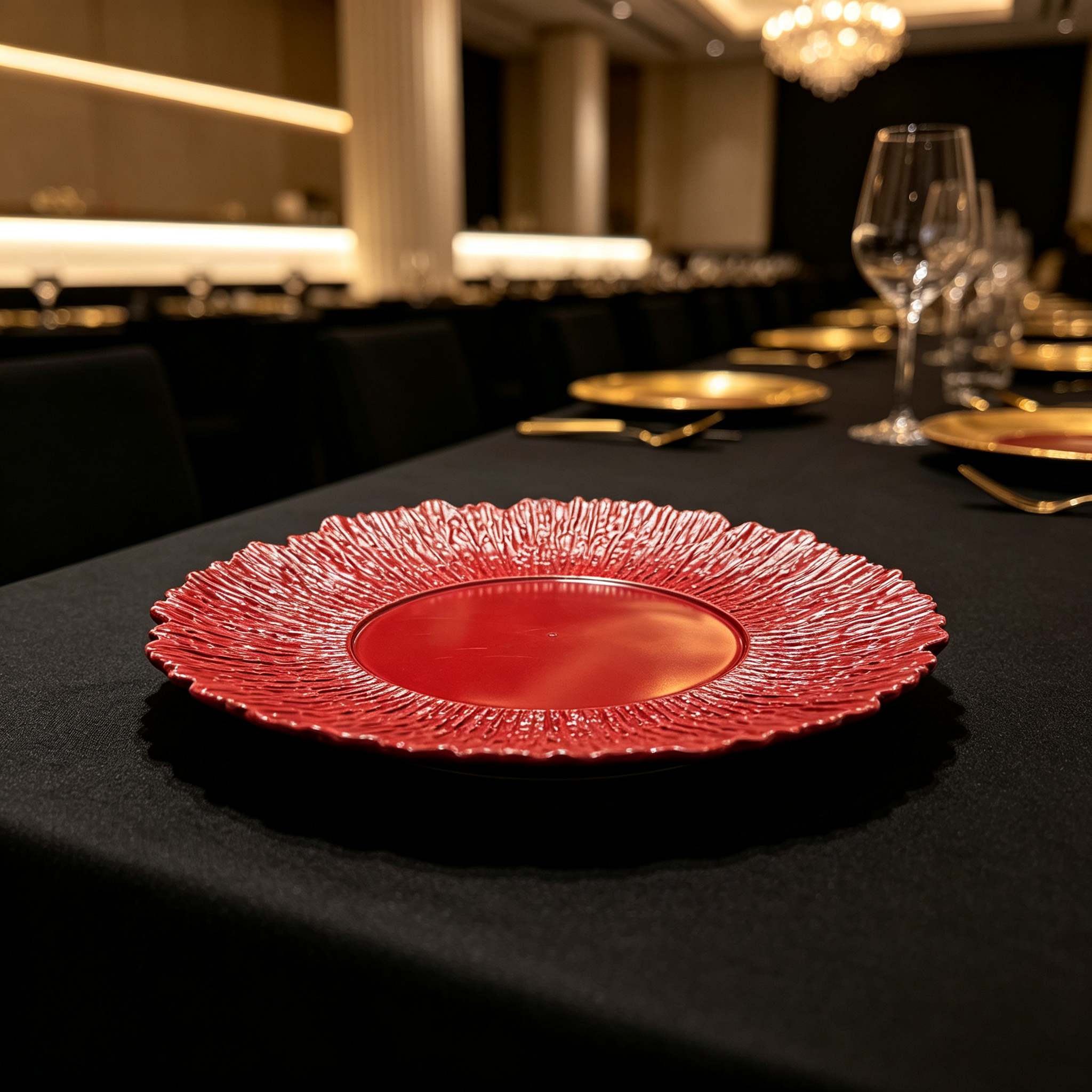 wojia 13 inch plastic 100 pp glossy pigmented eco friendly durable reusable american style party dinnerware charger plates367-3