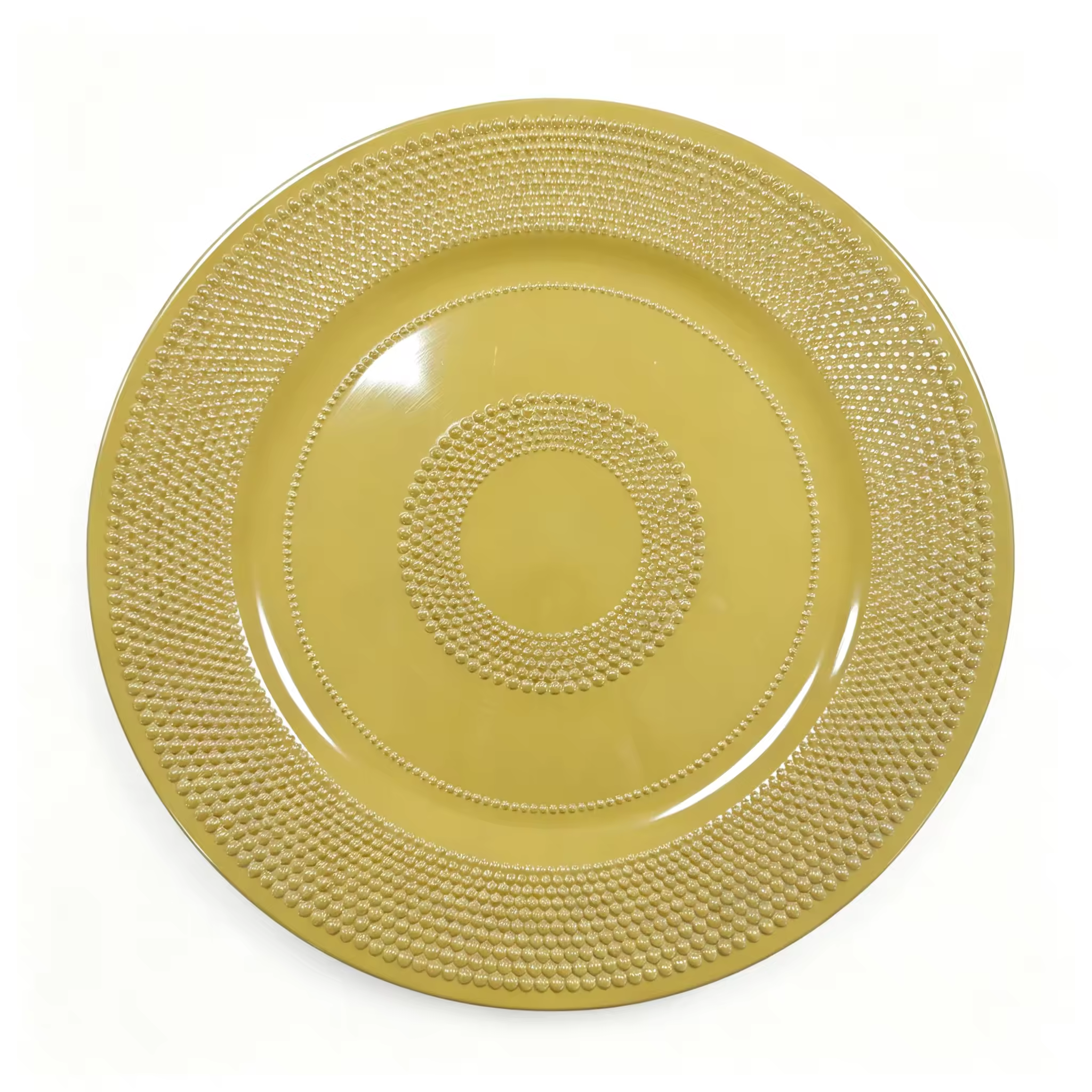 Bulk 50pcs Customizable Luxury Durable Gold Matte 13-Inch PP Charger Plate Reusable Home Wedding Events Hotels Banquet