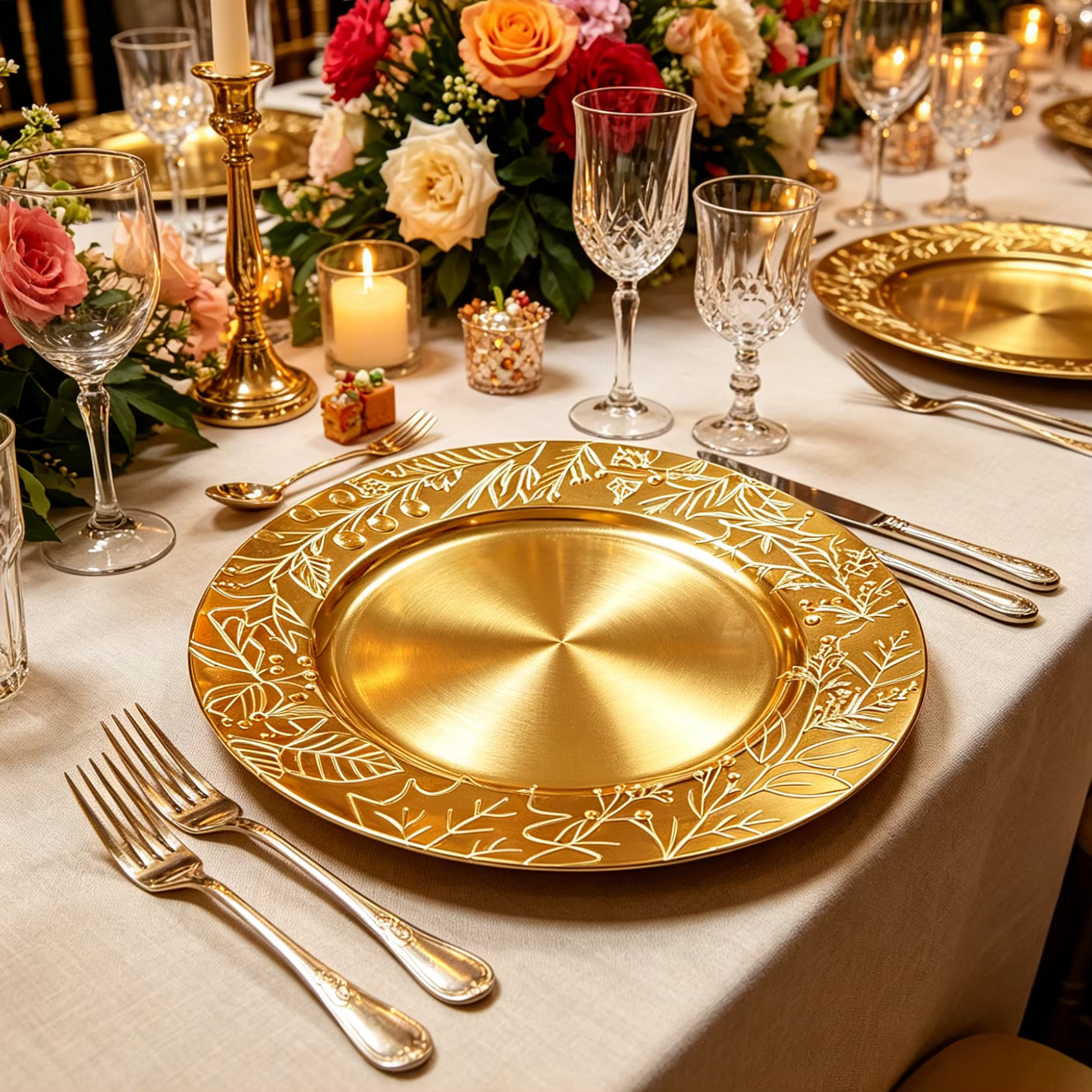 13 inch round pp plastic pinecone charger plate unique american style durable design for wedding  christmas parties-1