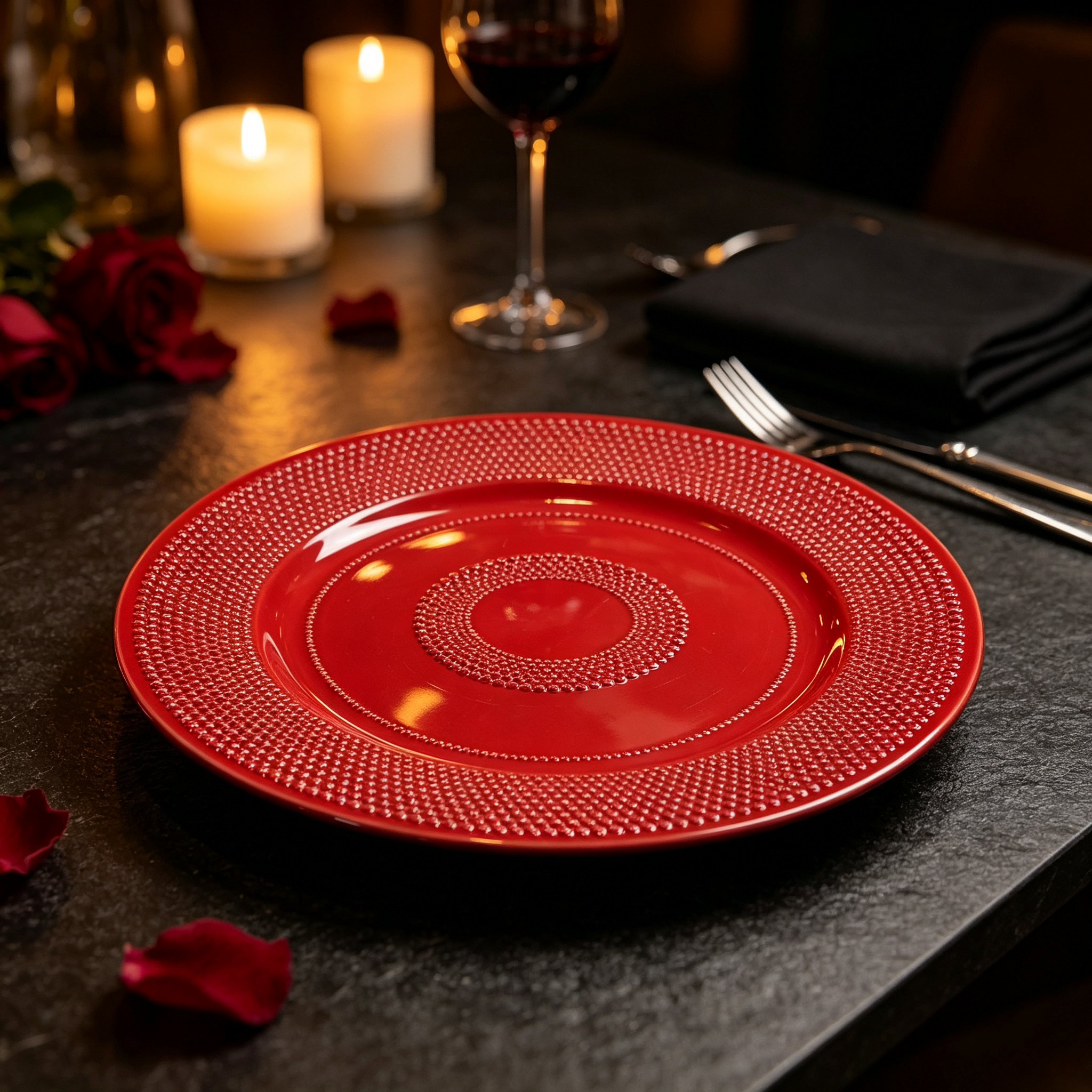 bulk 50pcs customizable luxury durable gold matte 13 inch pp charger plate reusable home wedding events hotels banquet-3