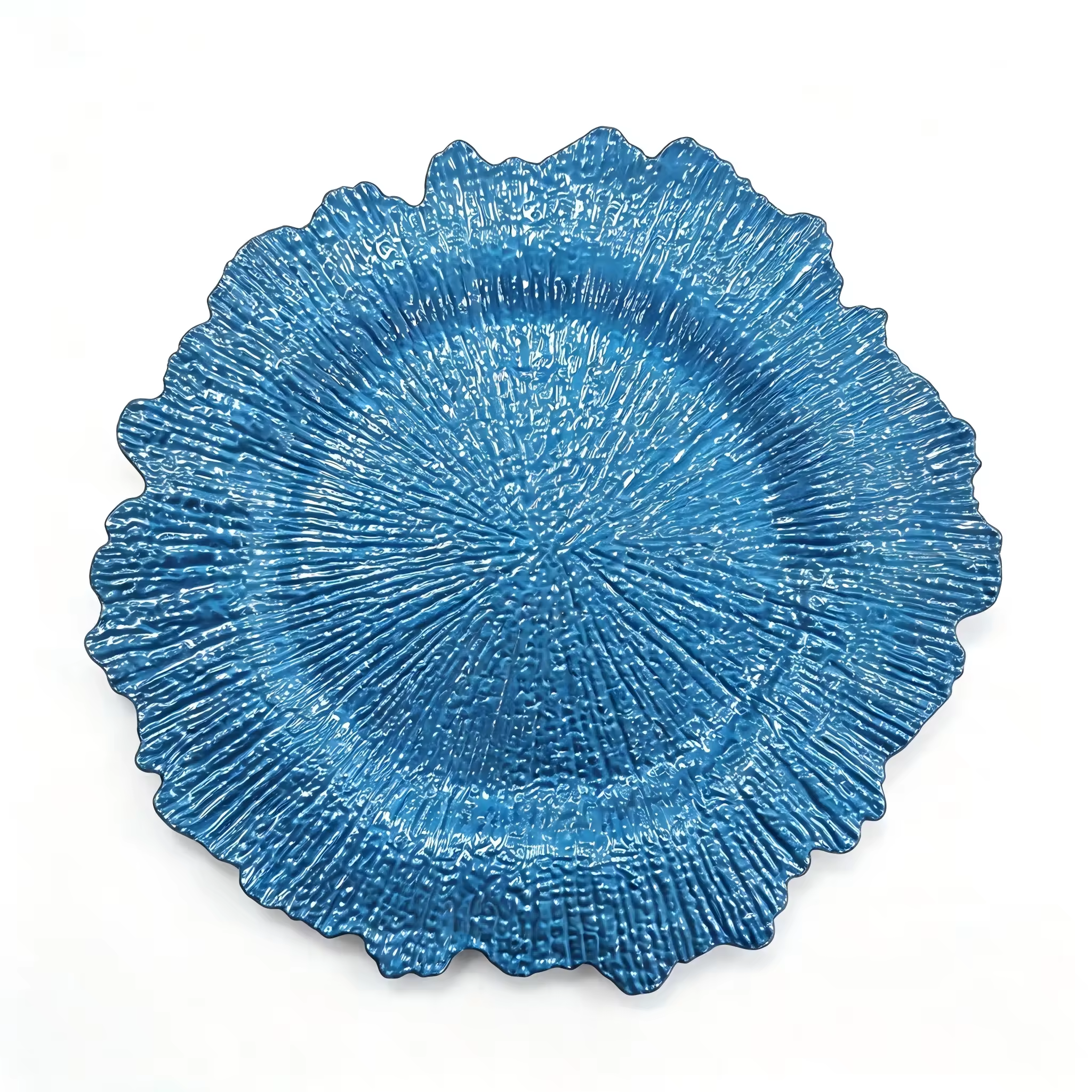 13 Inch Textured Coral‑Shape Charger Plate, Plastic Decorative Underplate, Multi‑Color Table Accent for Restaurant Wedding Party Events