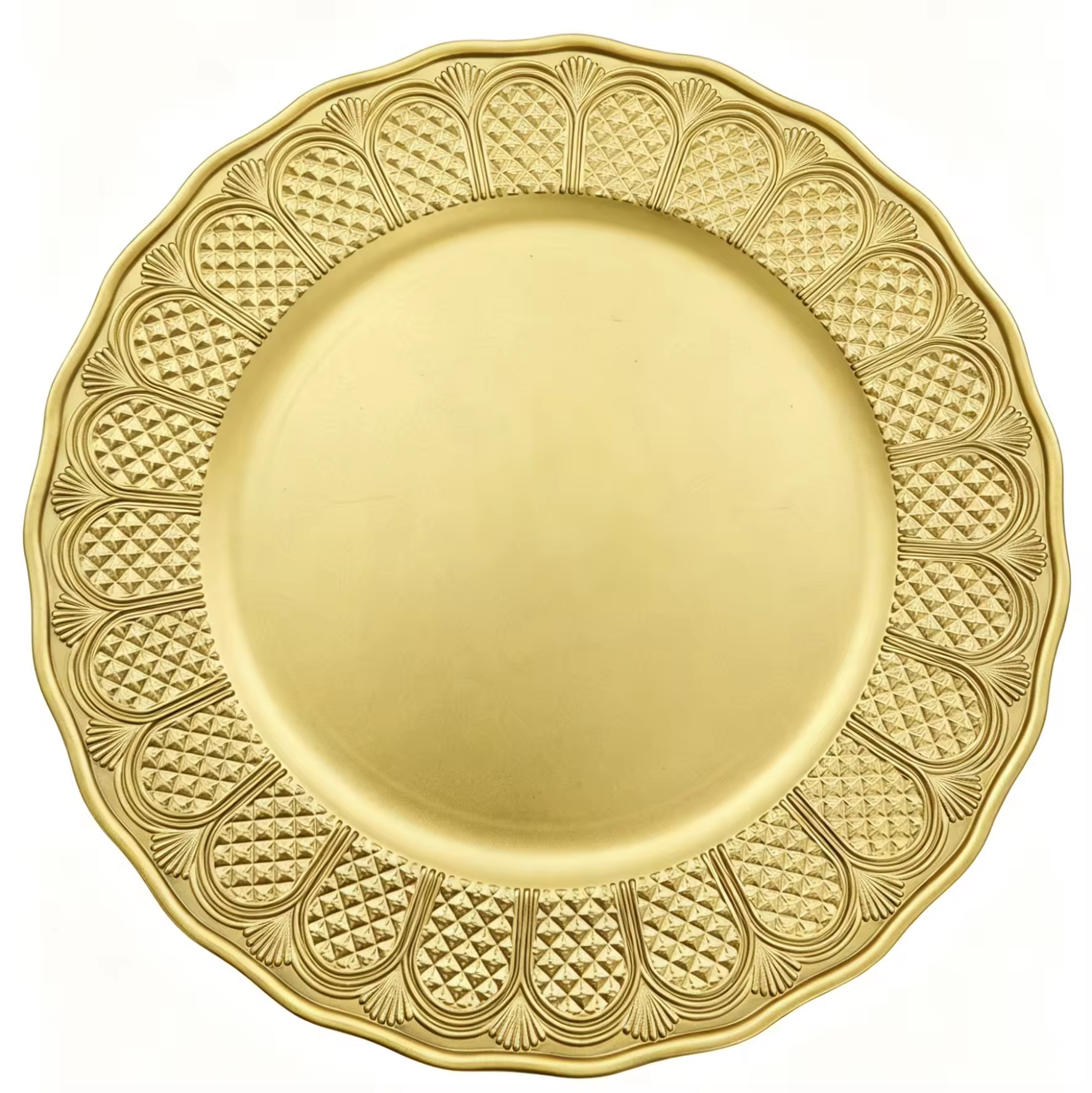 Custom Gold Openwork Rim Charger Plates for Luxury Wedding Planner and High End Party Supplies