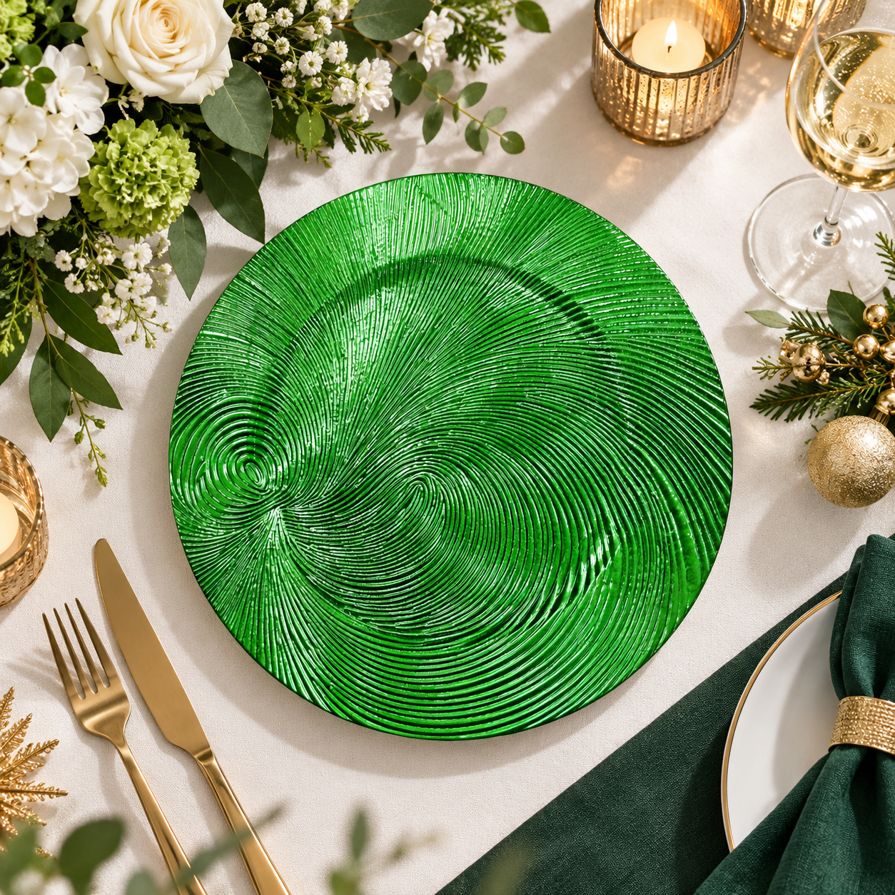 13 inch powdercoated swirl textured plastic charger plates modern luxury decorative underplates for wedding party  event table setting-1