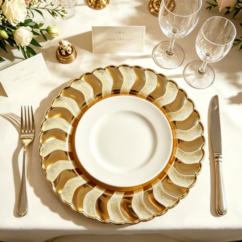 Velkoobchodní elegantní podkladové talíře pro stůl, zlaté, vlnovité, průměr 33 cm
