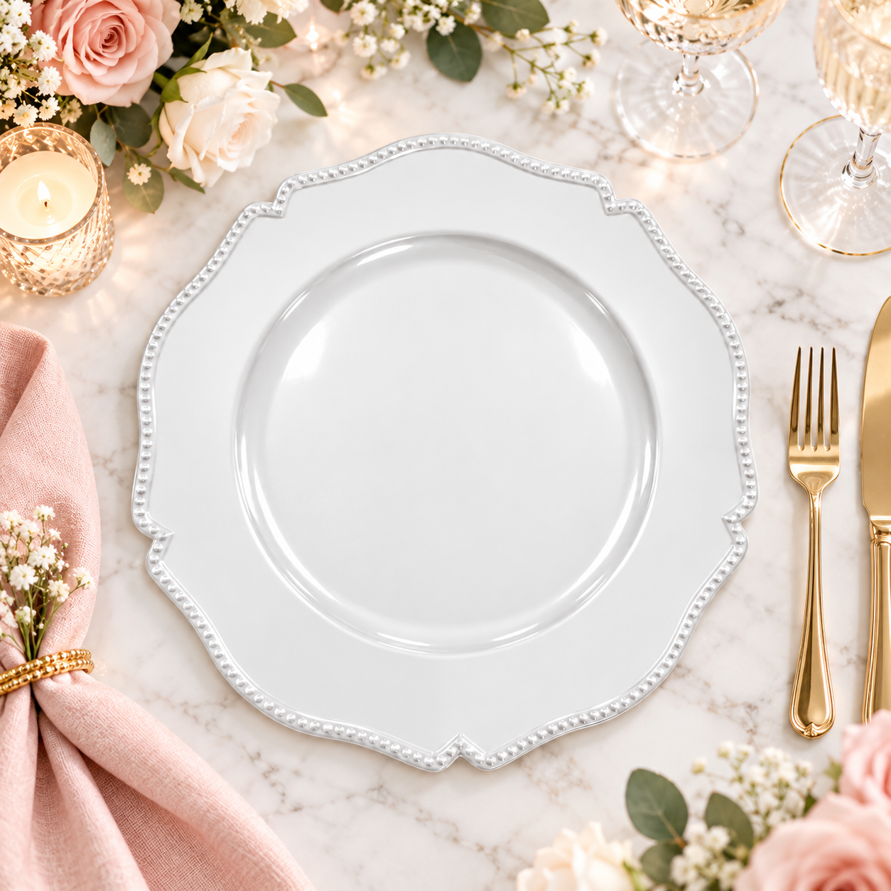13 inch powdercoated red plastic charger plates holiday table decor for christmas wedding  banquet-4