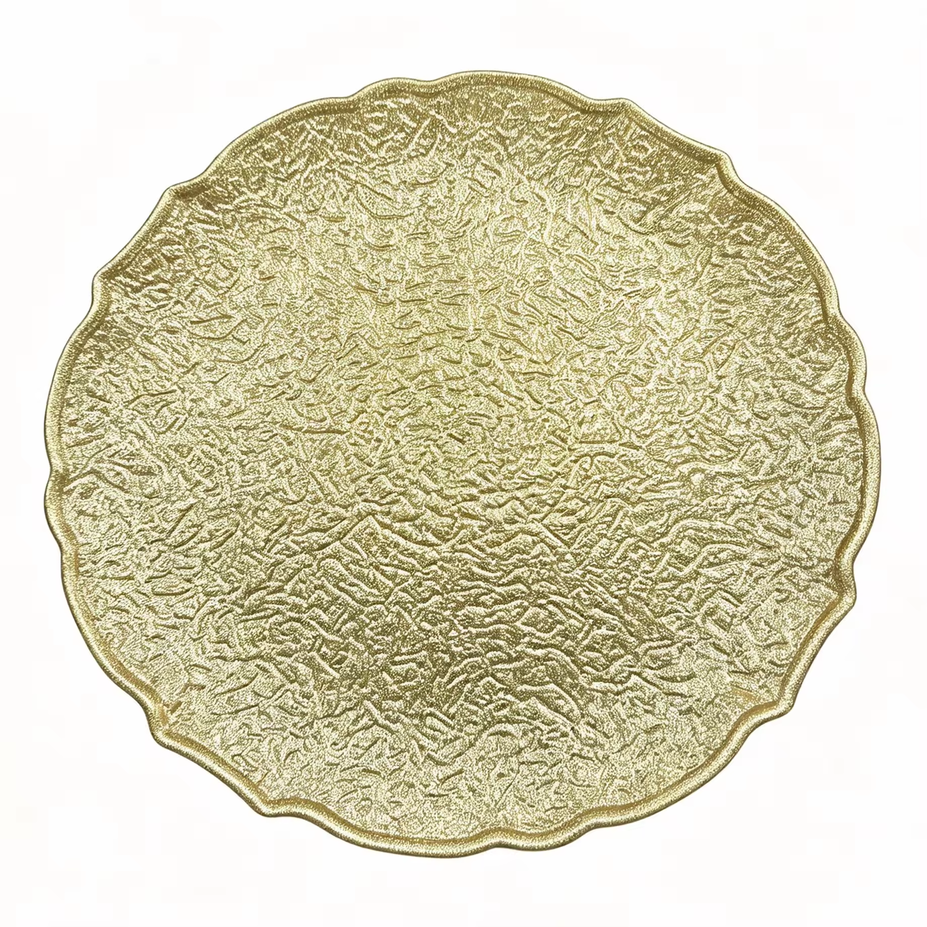 Woju Luxury Modern Elegant Eco-Friendly Custom PP Plastic Pigmented Charger Dishes 13in/33cm Durable Fujian Factory Direct Party