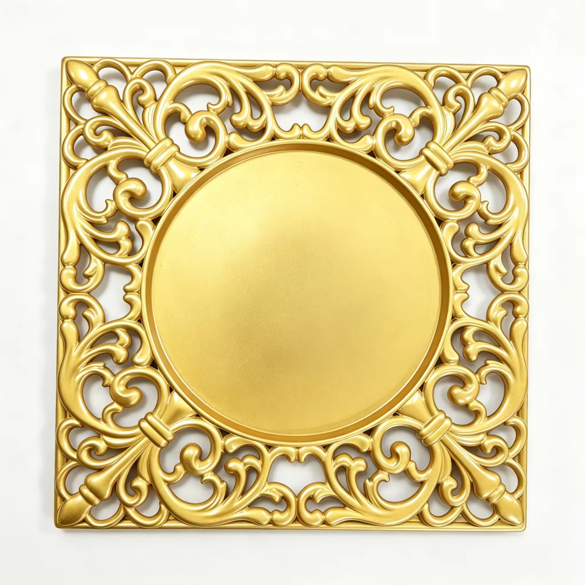 Woju Luxury Modern Elegant Eco-Friendly Custom PP Plastic Pigmented Charger Dishes 13in/33cm Durable Fujian Factory Direct Party