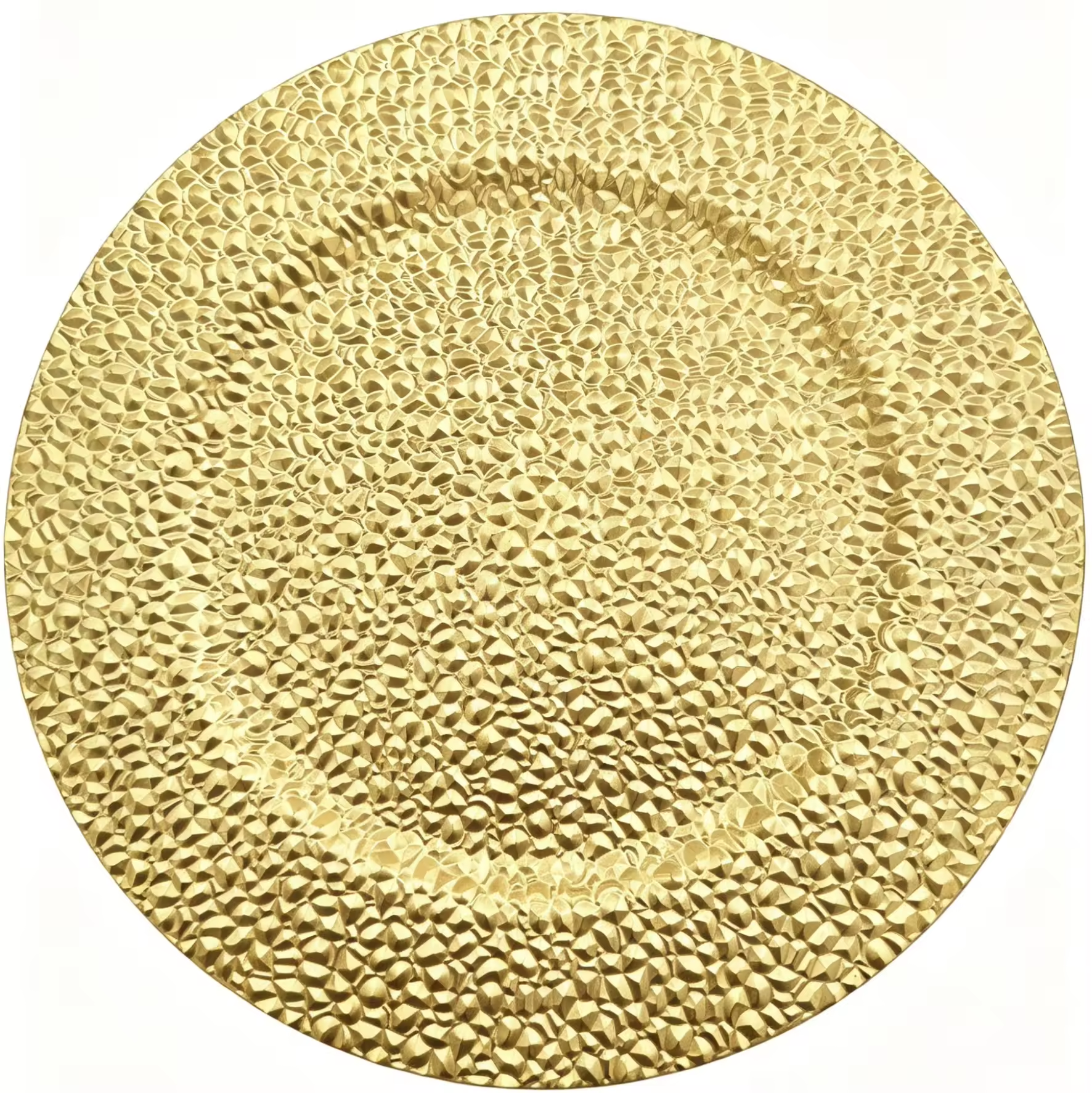Wojia 13 Inch Hammered Pebble Textured Gold Charger Plates, Powder‑Coated Plastic Decorative Service Plates for Wedding Banquet Event Catering Table Decor