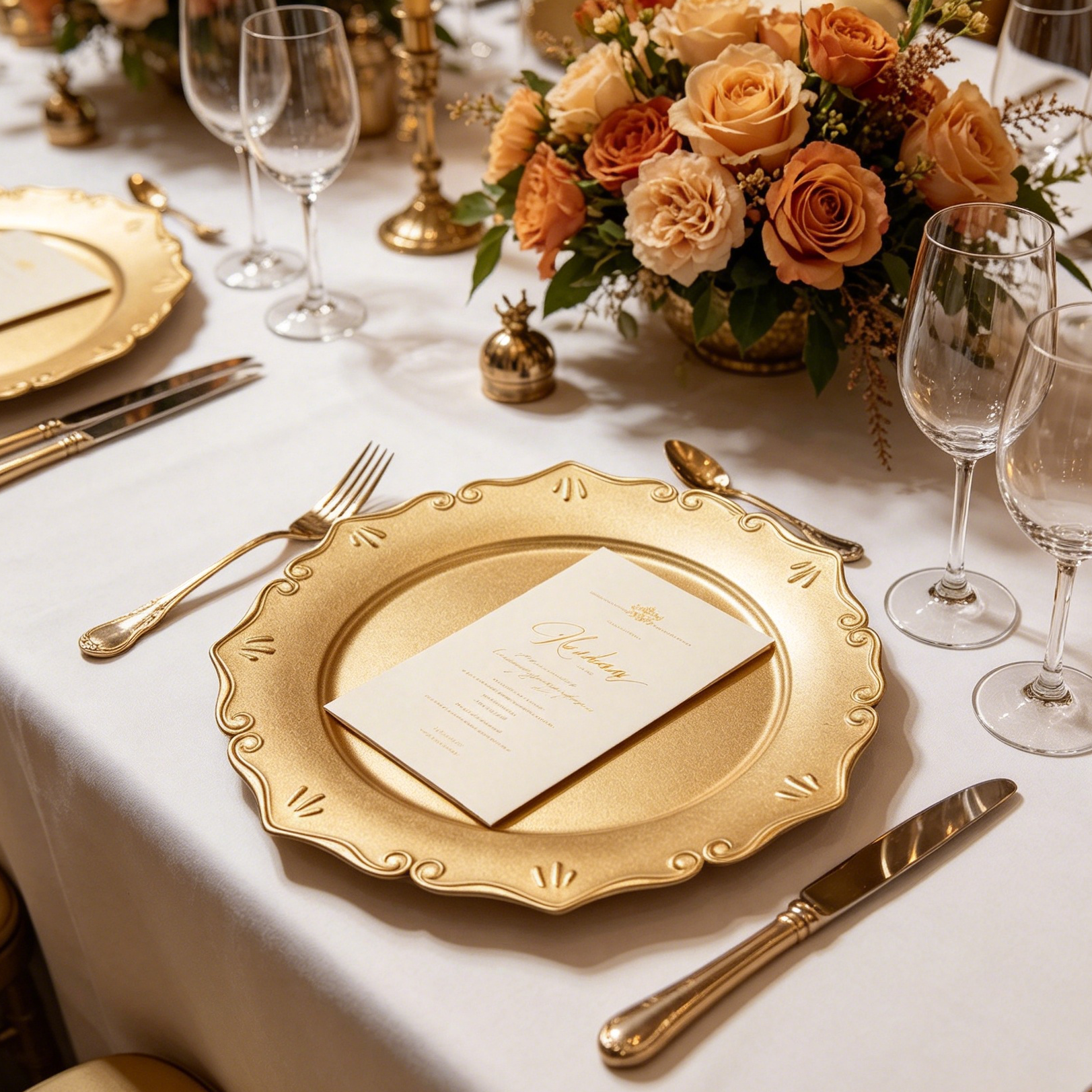 bulk 50pcs durable elegant gold matte 13 inch pp charger plate reusable for wedding hotels banquet table decor-2
