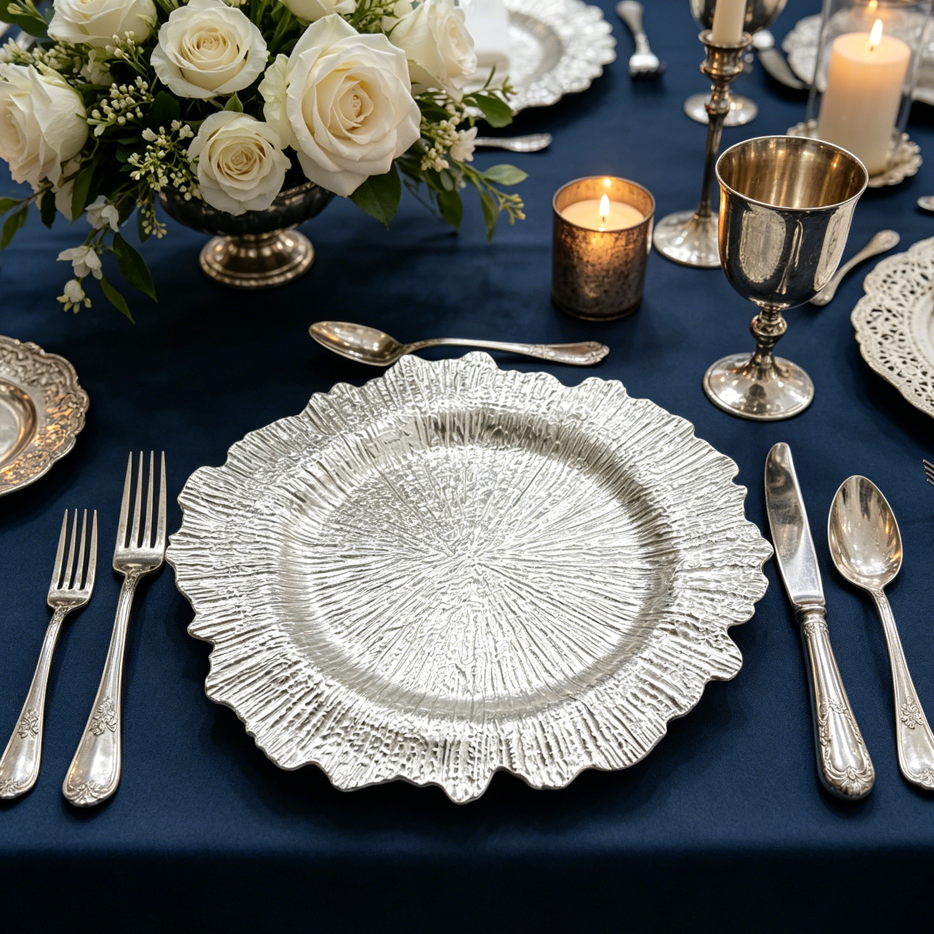 bulk wholesale gold coral textured pp eco friendly durable charger plates high quality decorative dinnerware for wedding holiday-4