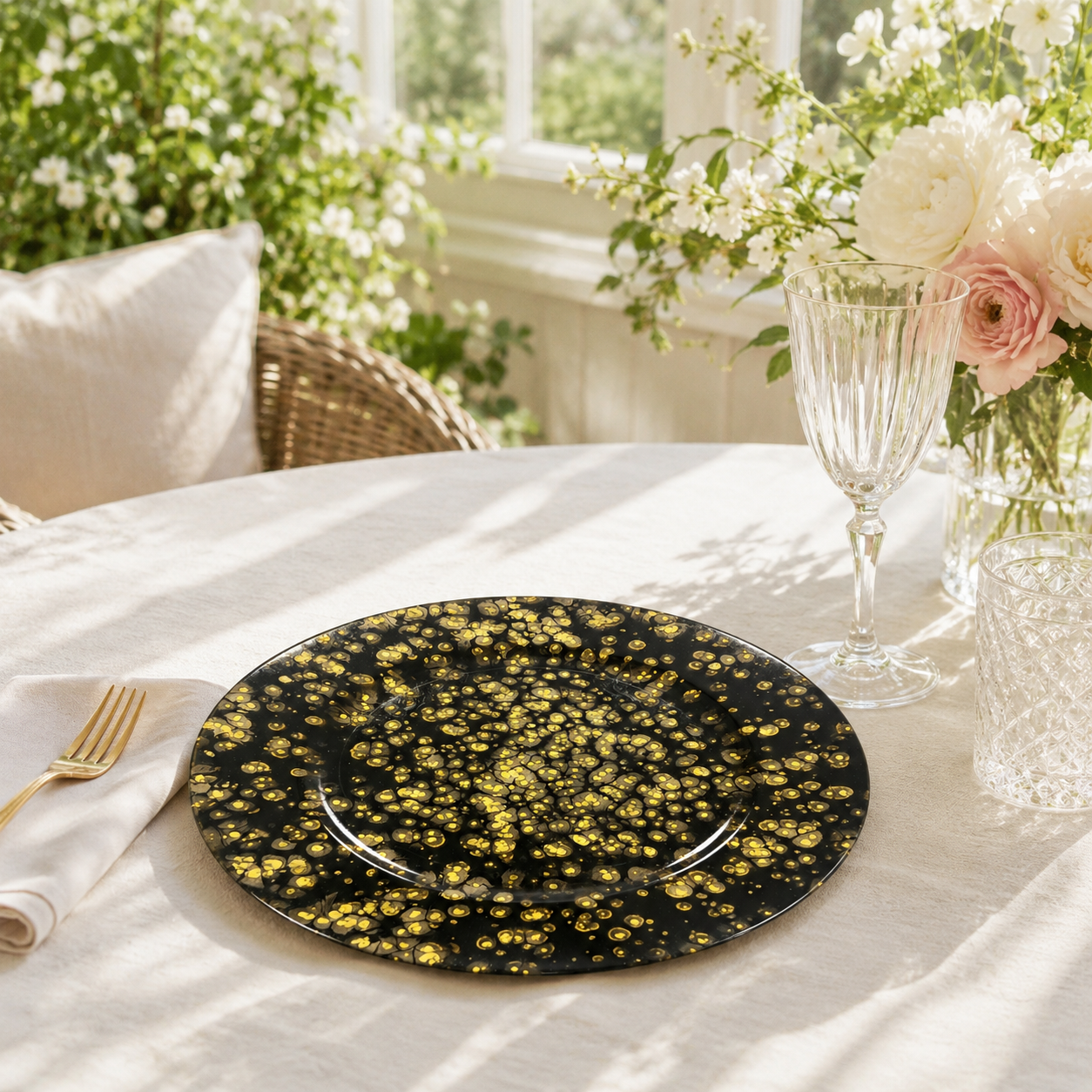 wojia 13 inch plastic ps glossy pigmented eco friendly durable reusable american style fujian party dinnerware charger plates-1