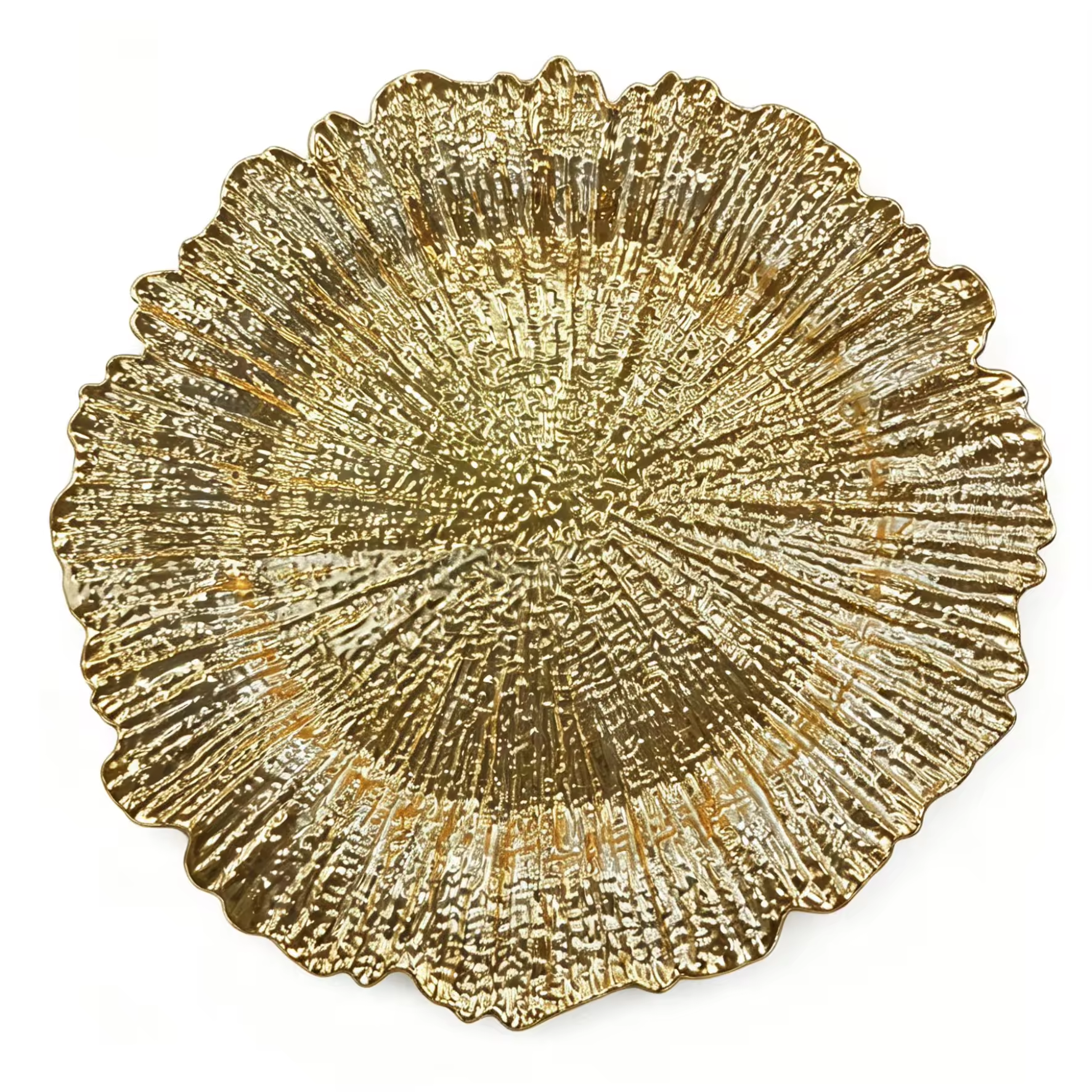 Luxury Contemporary Gold-Plated Wavy Edge 13-Inch PP Charger Plate Pigmented Technique Customizable Eco-Friendly Durable Made