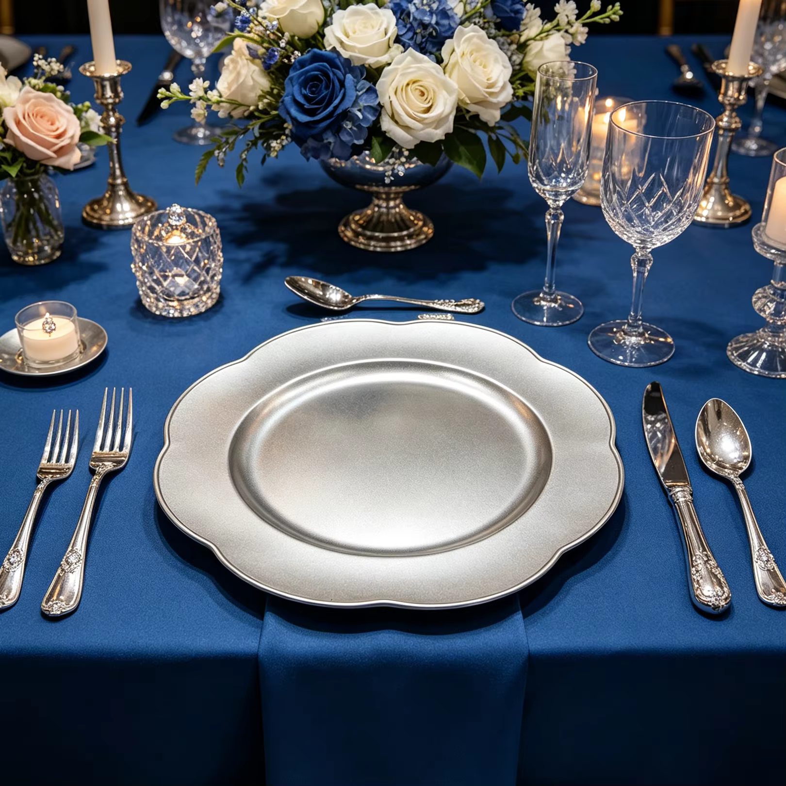 factory direct eco friendly pp gold flower scallop charger plates customizable for home hotels weddings banquets party events-4
