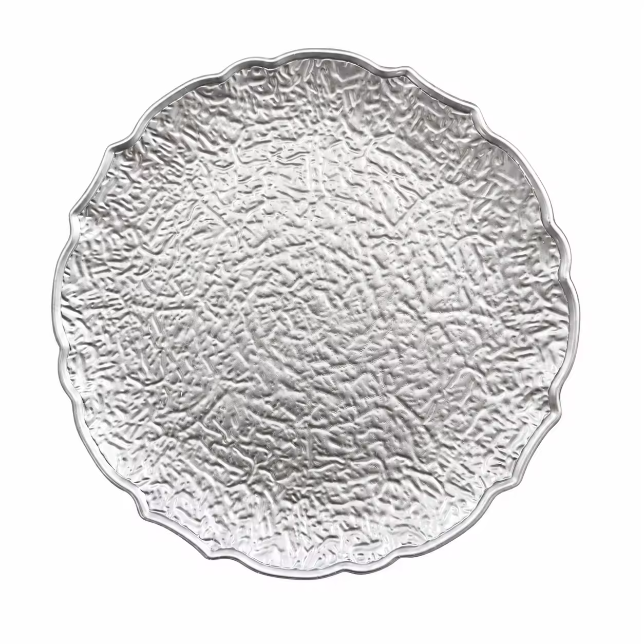 Woju 13 Inch Wavy Scalloped Plastic Charger Plates, Hammered Textured Metallic Decorative Service Plates for Wedding, Banquet & Event Table Decor, Multiple Colors Available
