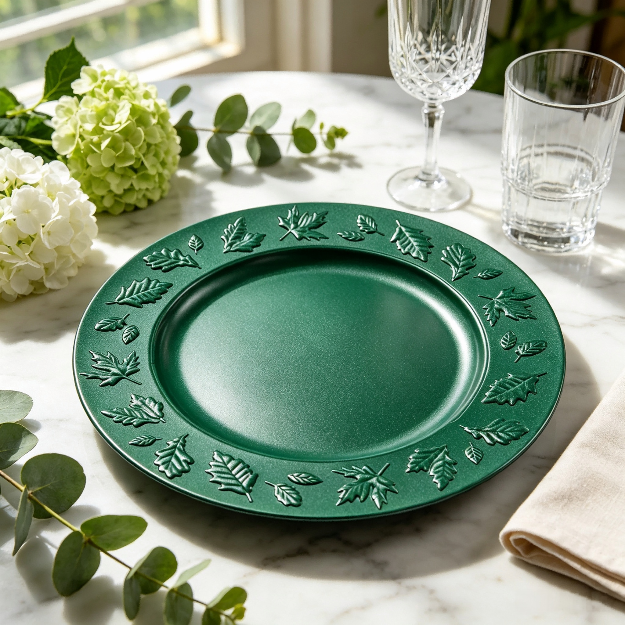 wojia 13 inch plastic pp glossy pigmented eco friendly durable reusable american style fujian party dishes charger plates-3