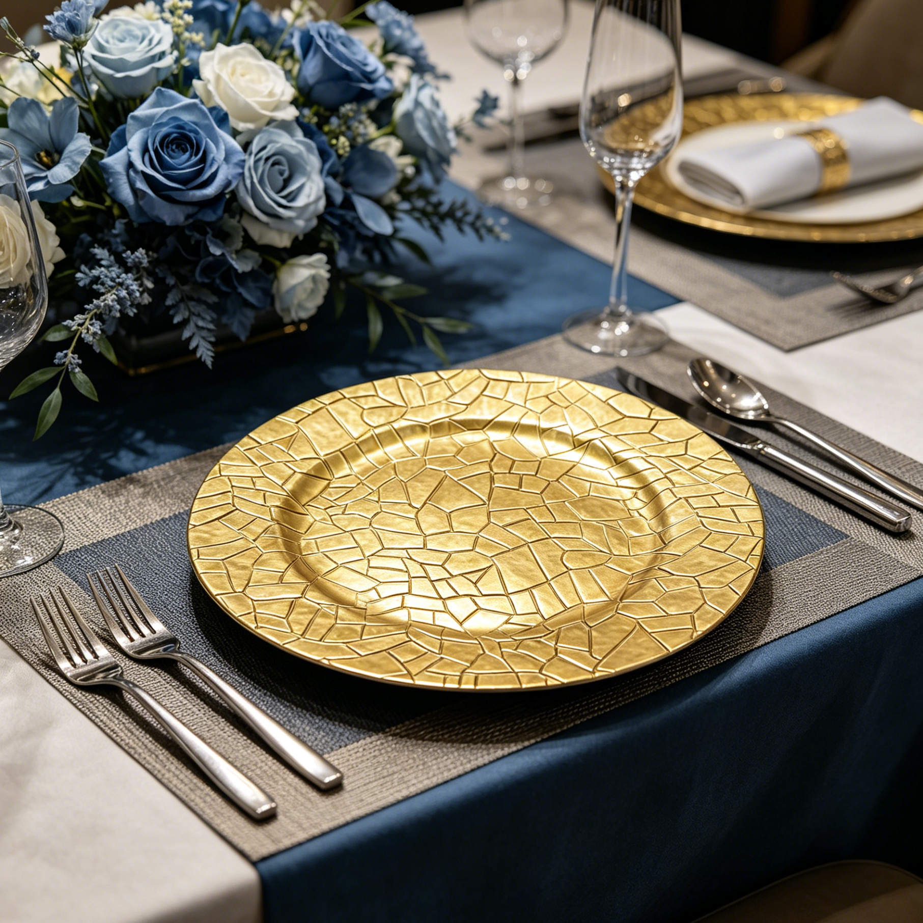 wholesale plastic metallic silver crackle eco friendly charger plates bulk for luxury hotel fine dining modern party supplies877-4