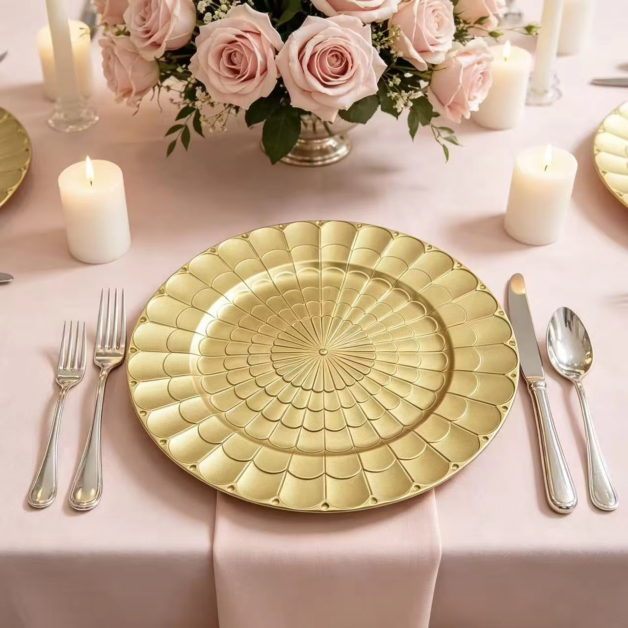 luxury 13 inch american style eco friendly pp charger plate for wedding banquet hotel events party service-3