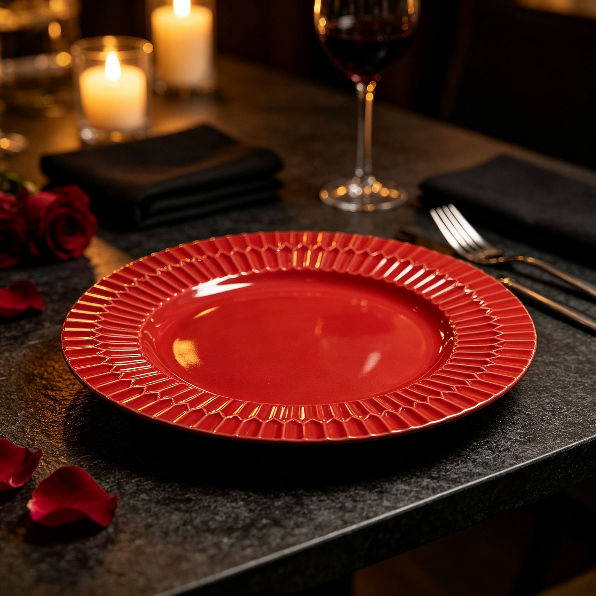 woju 13inch glossy pale gold pp plastic charger plates round decorative underplates with radiating pleated rim for wedding banquet hotel table setting-3