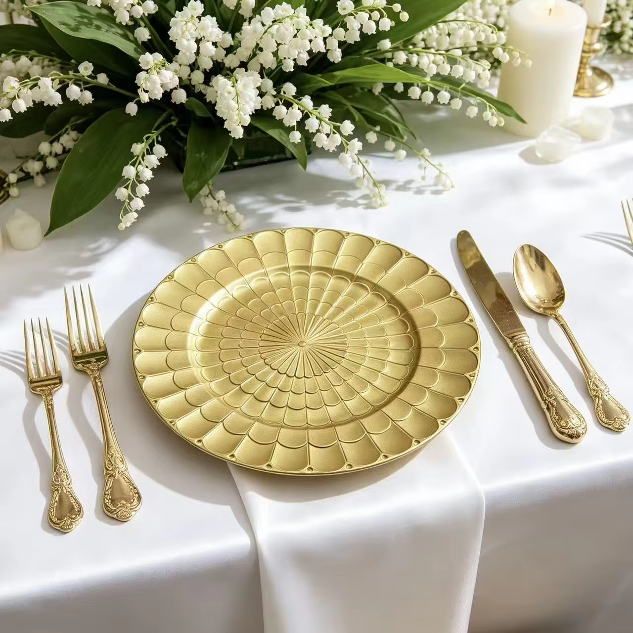 luxury 13 inch american style eco friendly pp charger plate for wedding banquet hotel events party service-2