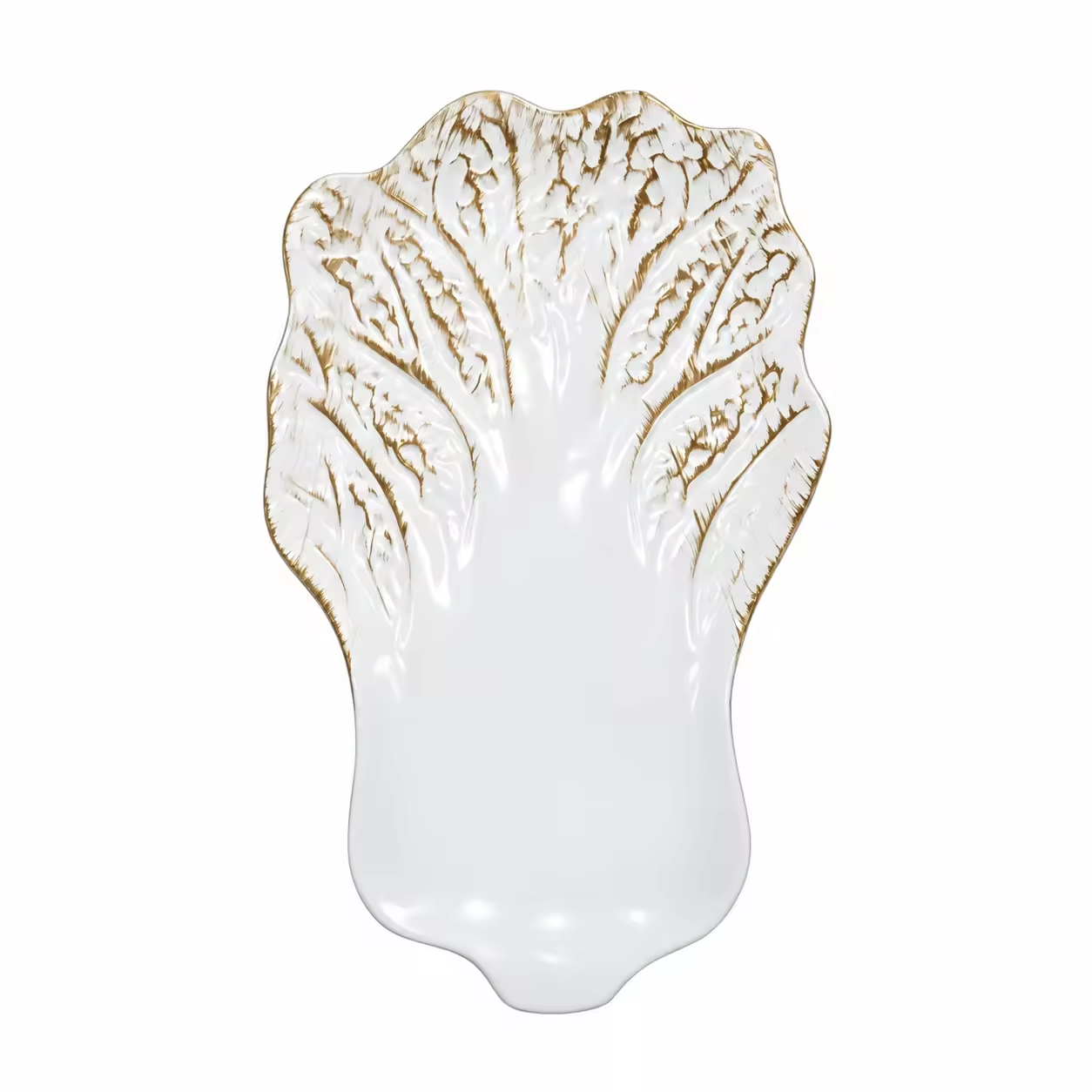 Wojia Luxury White Gold Electroplated Cabbage Shape Decorative Plate Modern Charger Tray Wedding Banquet Hotel Event Decor