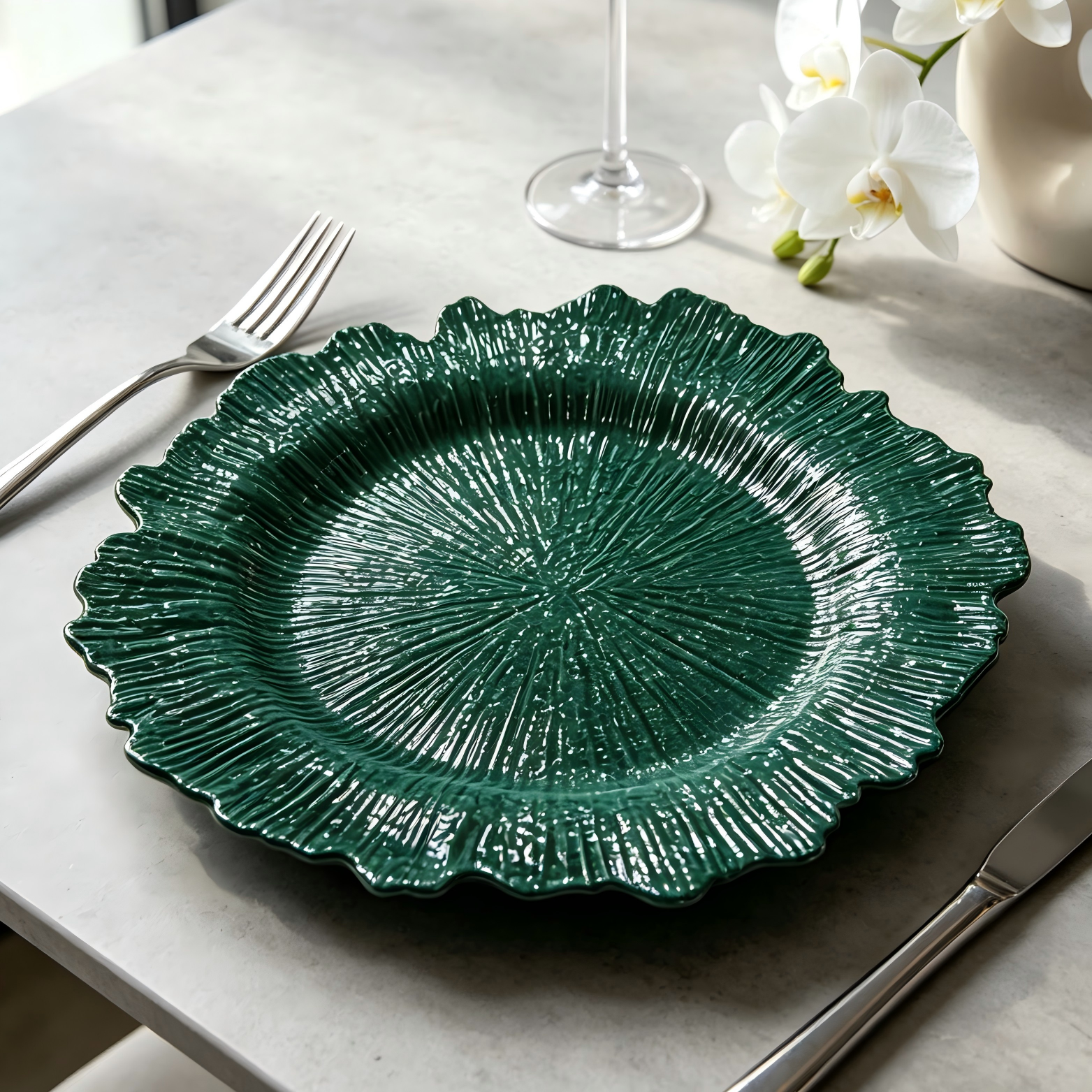 13 inch textured coralshape charger plate plastic decorative underplate multicolor table accent for restaurant wedding party events-1