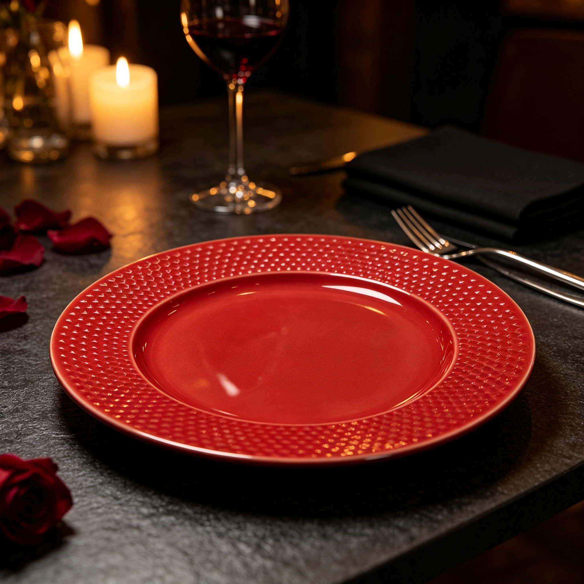 woju 13inch cream white pp plastic charger plates glossy round decorative underplates with mixed geometric embossed rim for wedding banquet hotel table setting-2