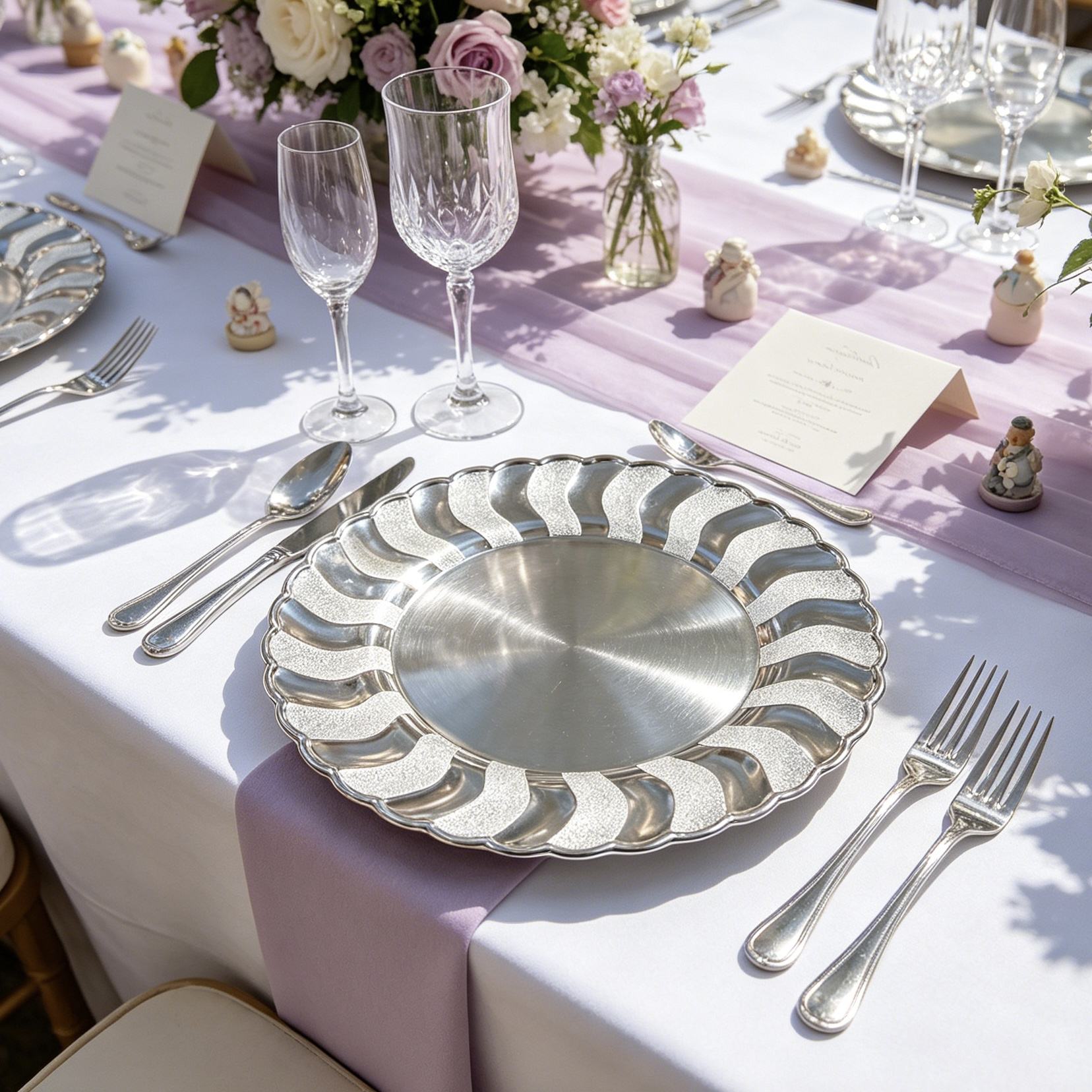 hot sell shatterproof luxury durable vintage round pp plastic charger plates customized pattern pigmented wedding parties-4