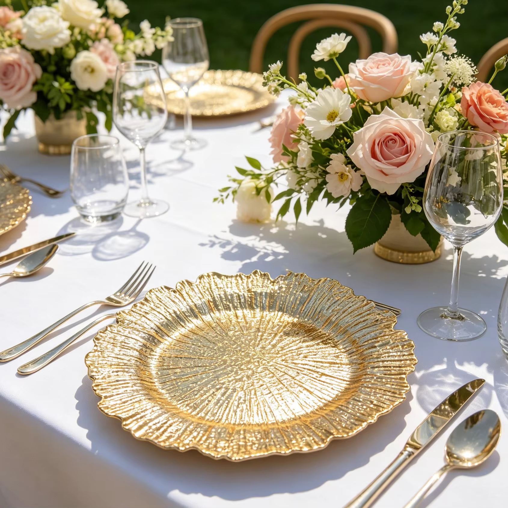 luxury contemporary gold plated wavy edge 13 inch pp charger plate pigmented technique customizable eco friendly durable made-3
