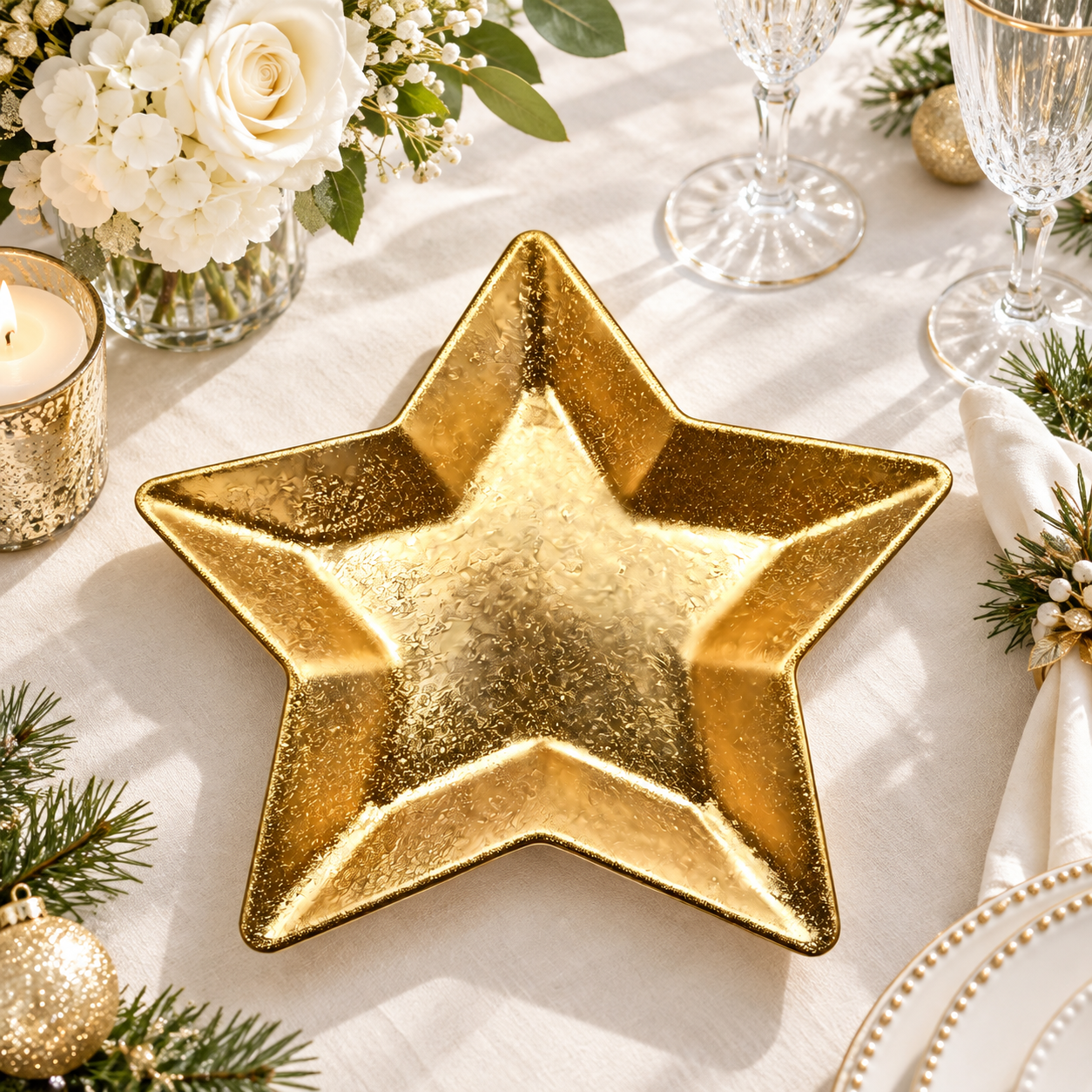 wojia 13in green star shape powder coated charger plate luxury modern plastic decorative plate christmas party event table decorno reviews yet-2