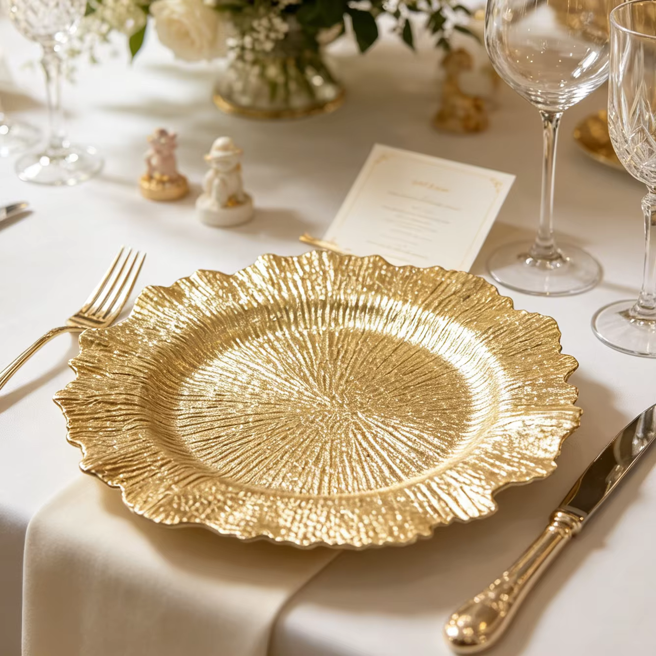 luxury durable pp matte texture modern charger plates for wedding engagement party table decor direct service hotels-2