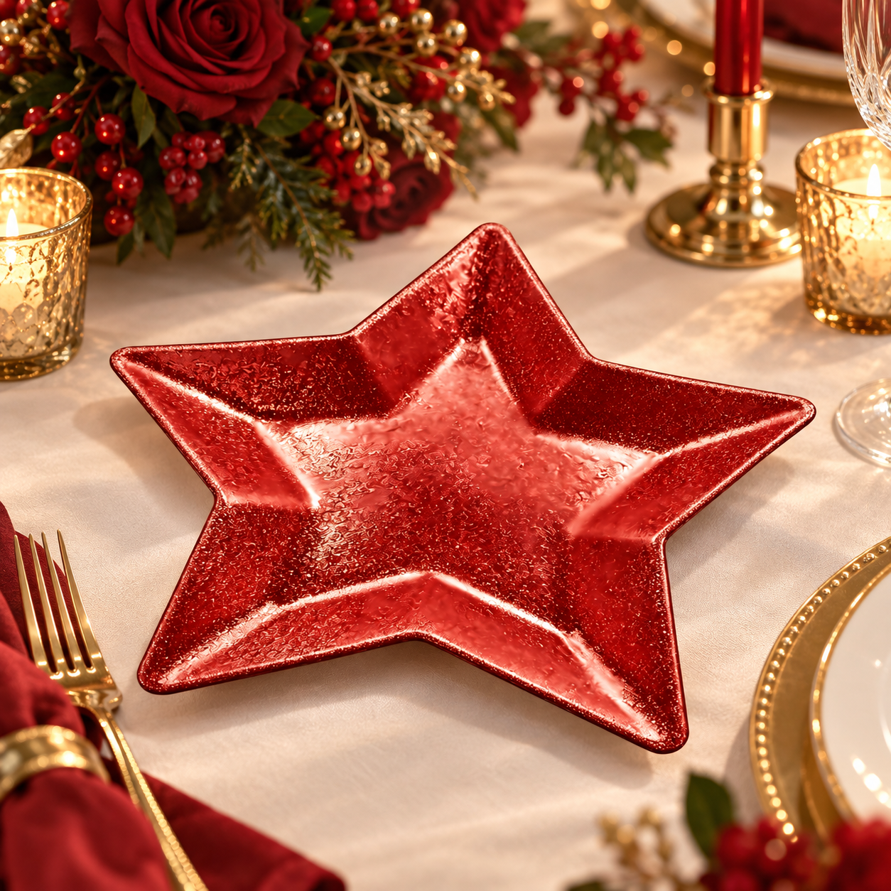 wojia 13in green star shape powder coated charger plate luxury modern plastic decorative plate christmas party event table decorno reviews yet-3