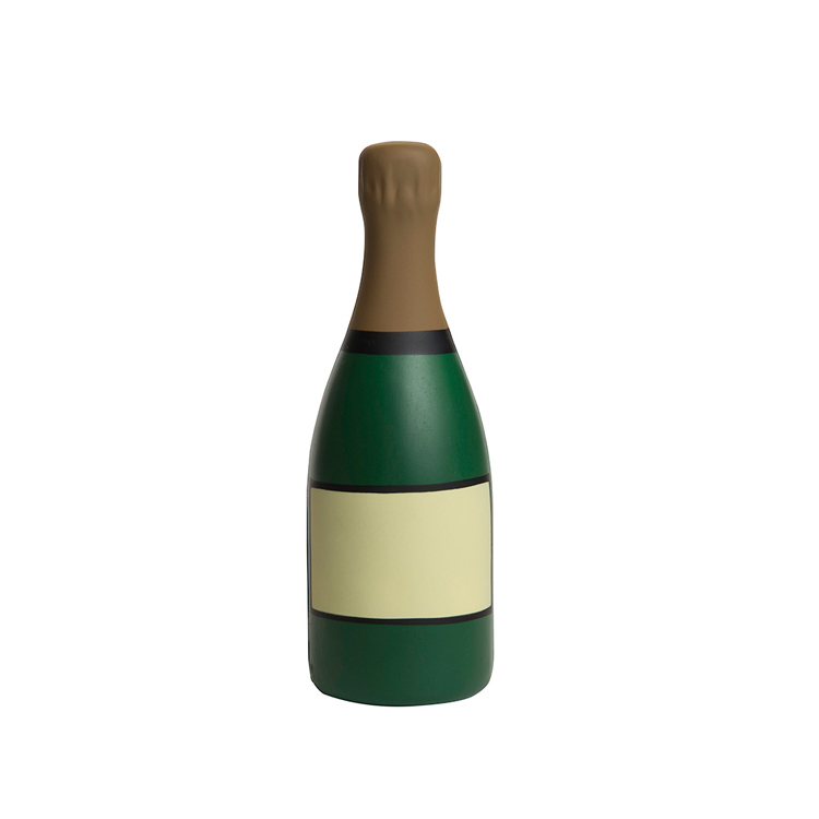 Promotional Custom logo Print Anti Stress Relief PU Foam Champagne Bottle Shape Stress Ball