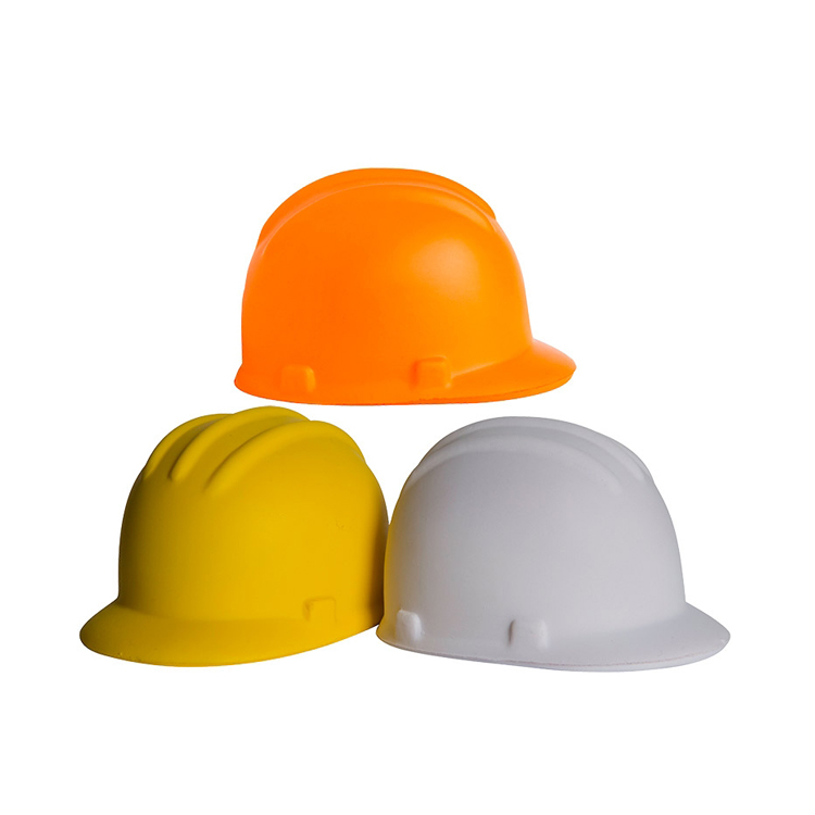 Custom Logo Manufacturer Funny Kids Hand Toy Hard Hat Shaped PU Stress Relief Ball Toy With Logo