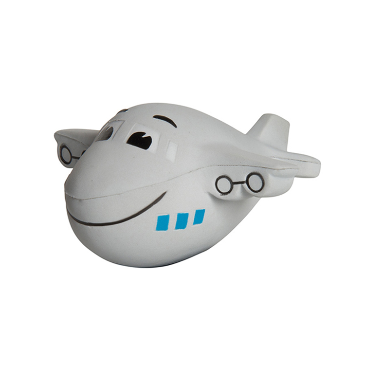 Corporate Promotional Gift PU Airplane w/smiling face Anti Stress Ball Squeeze Foam Toy