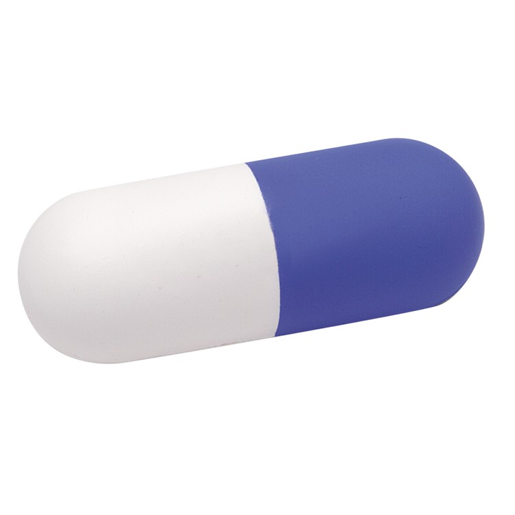 Medical Gift Promotion Item 2-Color Capsule Shape PU Squeezable Stress Reliever Toy