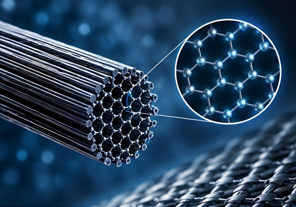 How do carbon fibre fabrics achieve a dual improvement in product strength and durability?