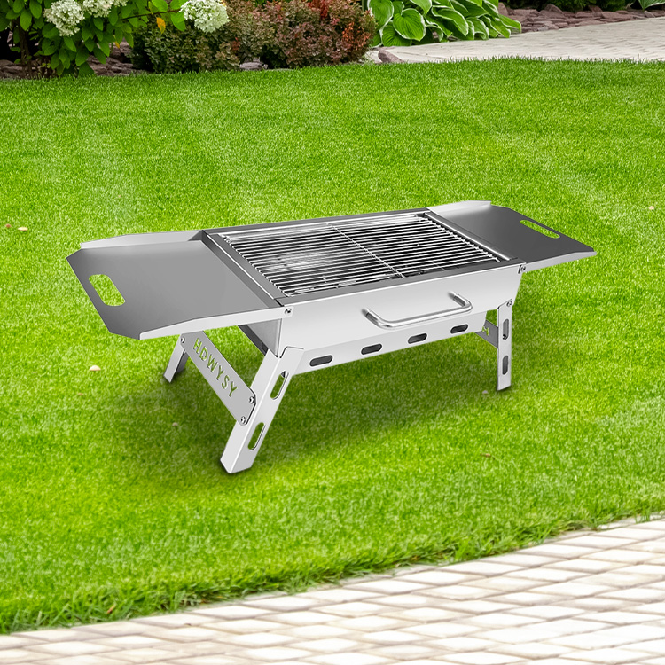 Outdoor portable barbecue grill, made of stainless steel, can be folded into a suitcase shape, the product supports cust