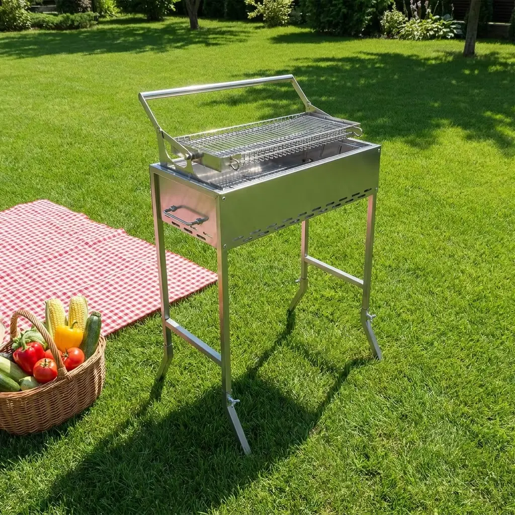 Grigliatura precisa e pulizia facile: il futuro del barbecue all'aperto con la nostra griglia con supporto ribaltabile staccabile