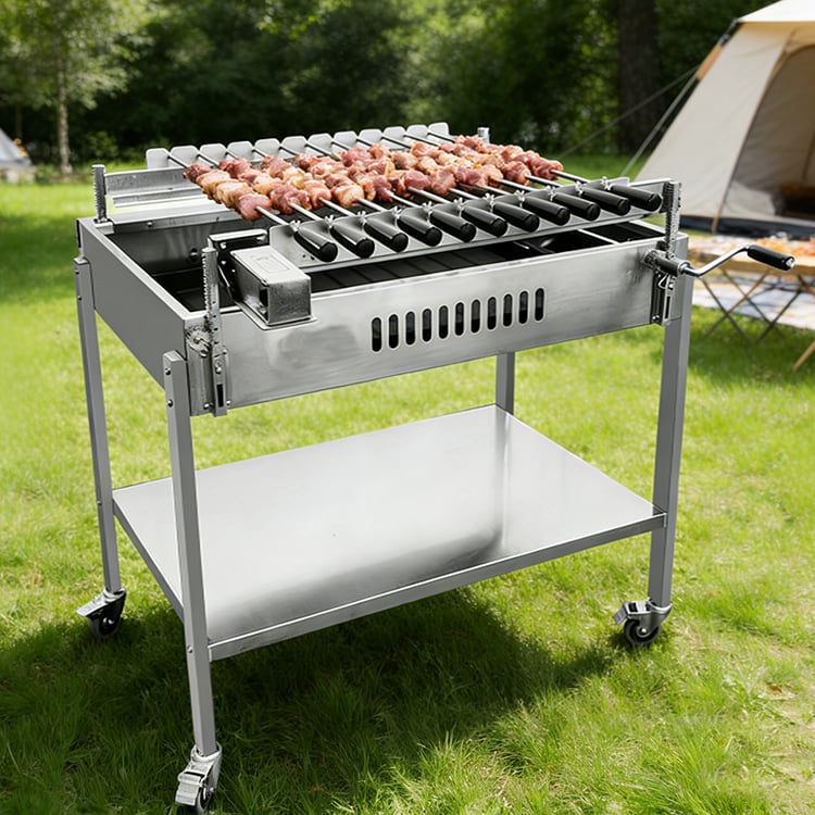 cypriot bbq stainless steel——Outdoor commercial gathering barbecue skewers with adjustable height chain Cyprus barbecue grill