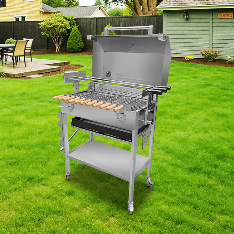 This Cypriot outdoor grill is made of stainless steel, features a liftable charcoal tray, and is customizable.
